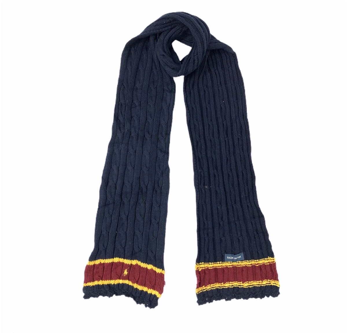 Other × Polo Ralph Lauren × Ralph Lauren POLO RALPH LAUREN Pleated Striped Cable Knit Muffler Scarf Size ONE SIZE - 2 Thumbnail