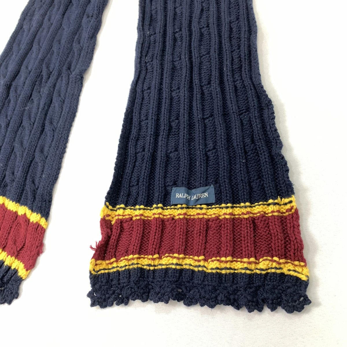 Other × Polo Ralph Lauren × Ralph Lauren POLO RALPH LAUREN Pleated Striped Cable Knit Muffler Scarf Size ONE SIZE - 6 Thumbnail