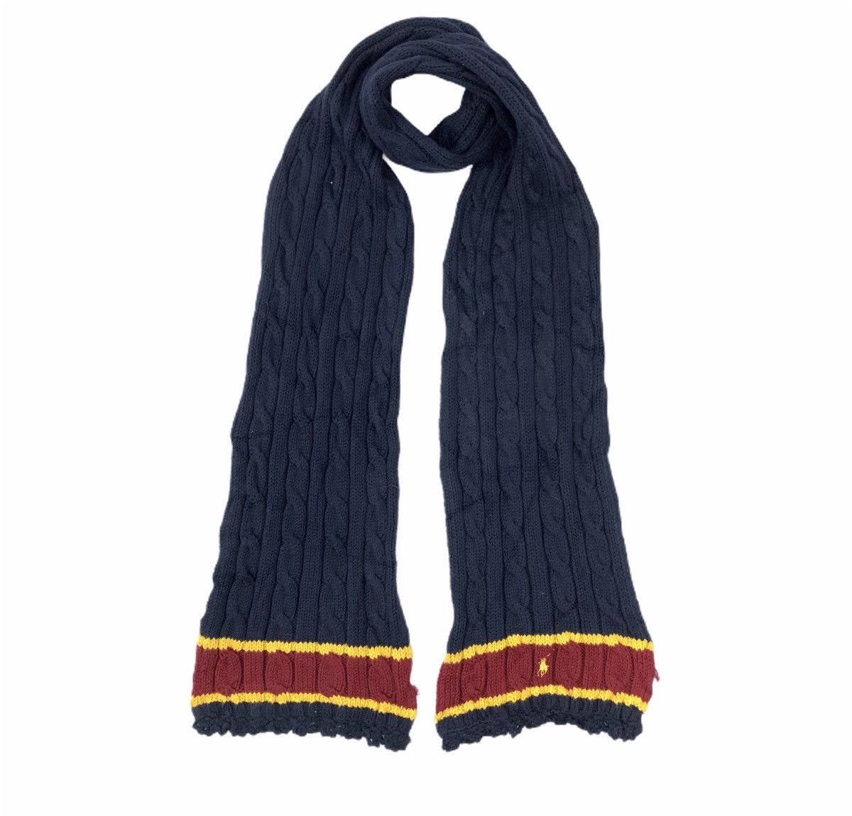 POLO RALPH LAUREN Pleated Striped Cable Knit Muffler Scarf