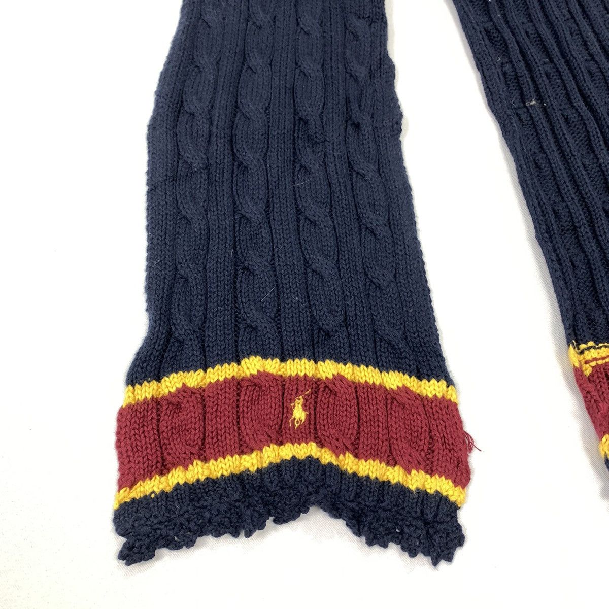 Other × Polo Ralph Lauren × Ralph Lauren POLO RALPH LAUREN Pleated Striped Cable Knit Muffler Scarf Size ONE SIZE - 5 Thumbnail