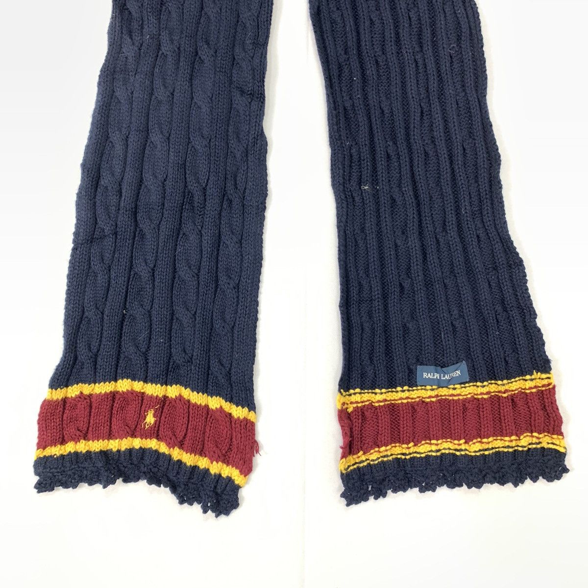 Other × Polo Ralph Lauren × Ralph Lauren POLO RALPH LAUREN Pleated Striped Cable Knit Muffler Scarf Size ONE SIZE - 4 Thumbnail