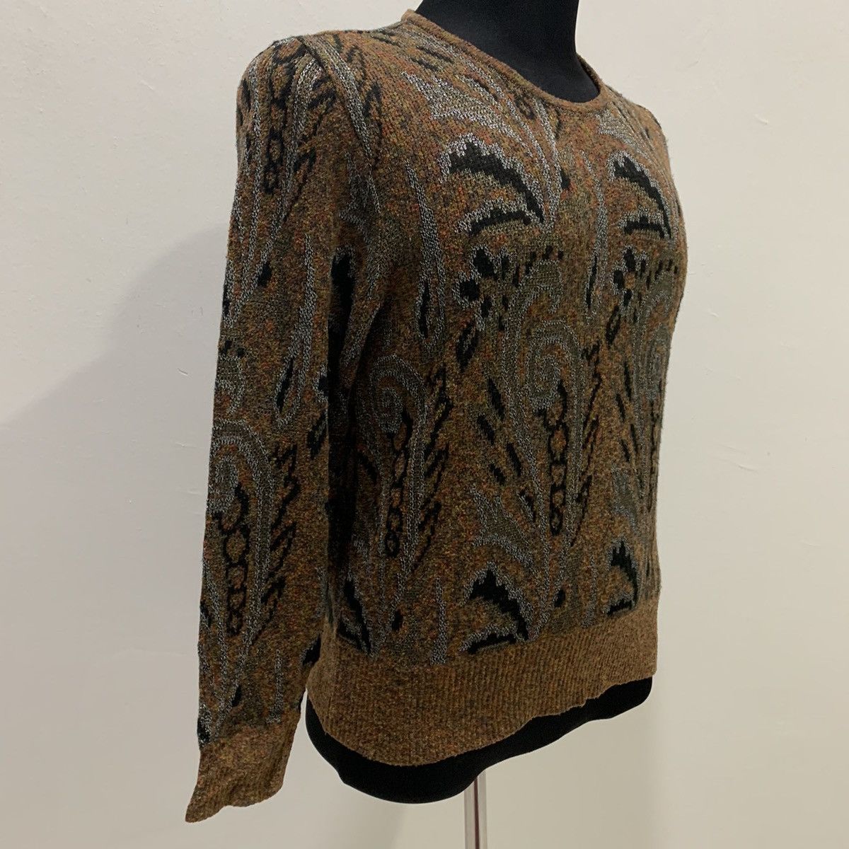 Aran Isles Knitwear × Designer ROGICA Intarsia Paisley Art Fullprint Allover Knit Sweater Size M / US 6-8 / IT 42-44 - 5 Thumbnail