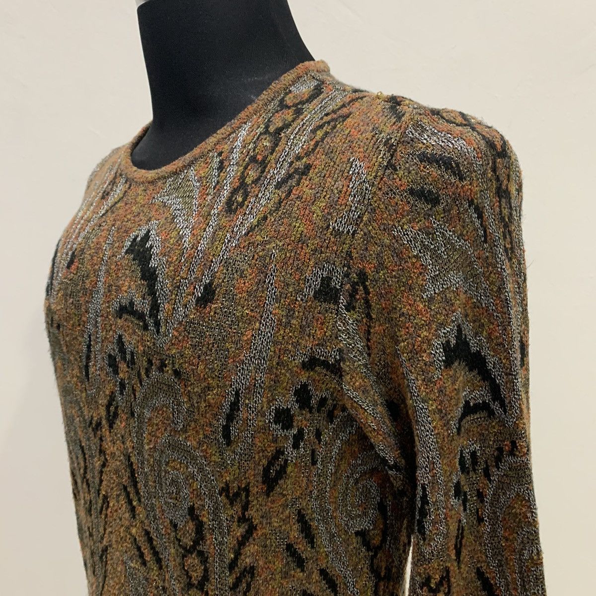 Aran Isles Knitwear × Designer ROGICA Intarsia Paisley Art Fullprint Allover Knit Sweater Size M / US 6-8 / IT 42-44 - 8 Thumbnail