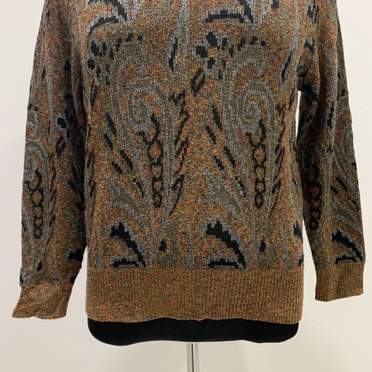 Aran Isles Knitwear × Designer ROGICA Intarsia Paisley Art Fullprint Allover Knit Sweater Size M / US 6-8 / IT 42-44 - 4 Thumbnail