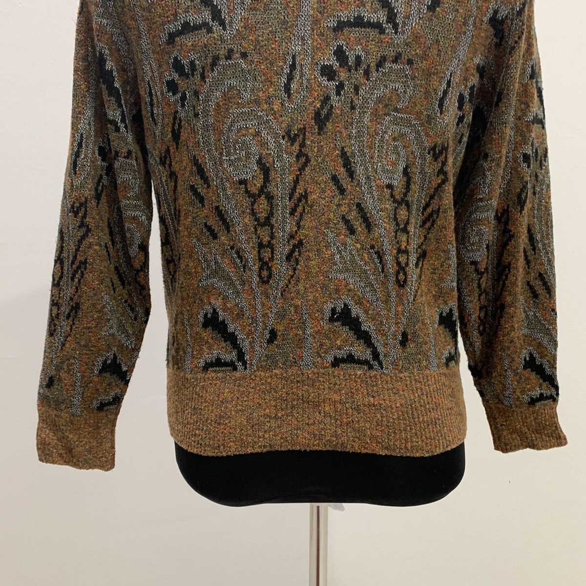 Aran Isles Knitwear × Designer ROGICA Intarsia Paisley Art Fullprint Allover Knit Sweater Size M / US 6-8 / IT 42-44 - 15 Thumbnail