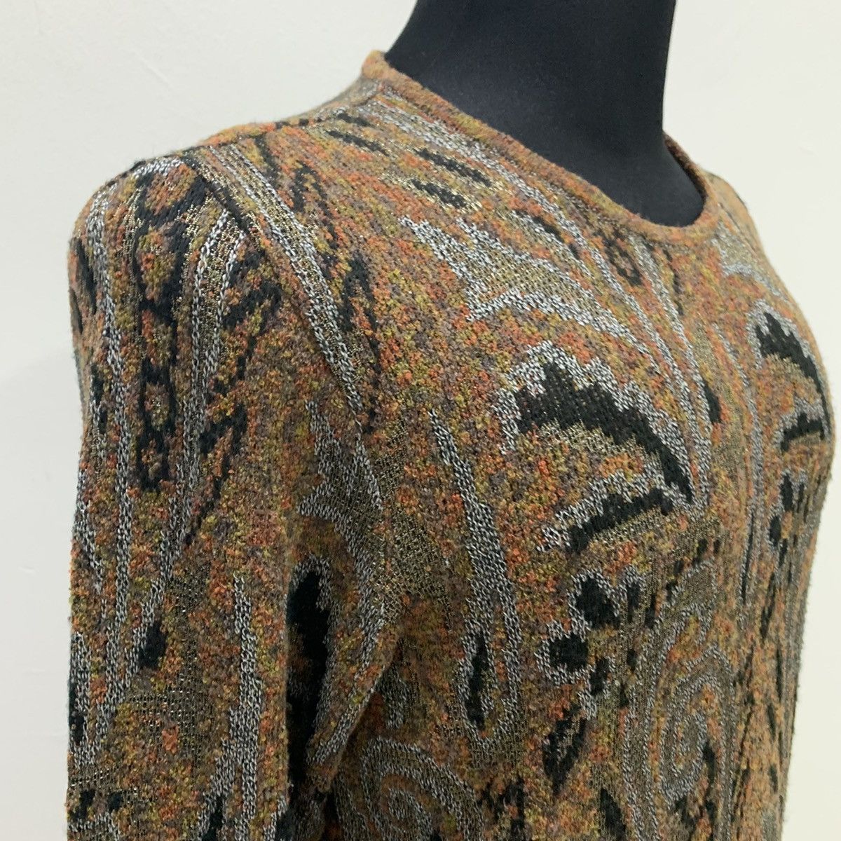Aran Isles Knitwear × Designer ROGICA Intarsia Paisley Art Fullprint Allover Knit Sweater Size M / US 6-8 / IT 42-44 - 7 Thumbnail