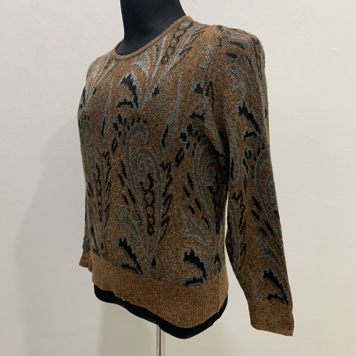 Aran Isles Knitwear × Designer ROGICA Intarsia Paisley Art Fullprint Allover Knit Sweater Size M / US 6-8 / IT 42-44 - 6 Thumbnail