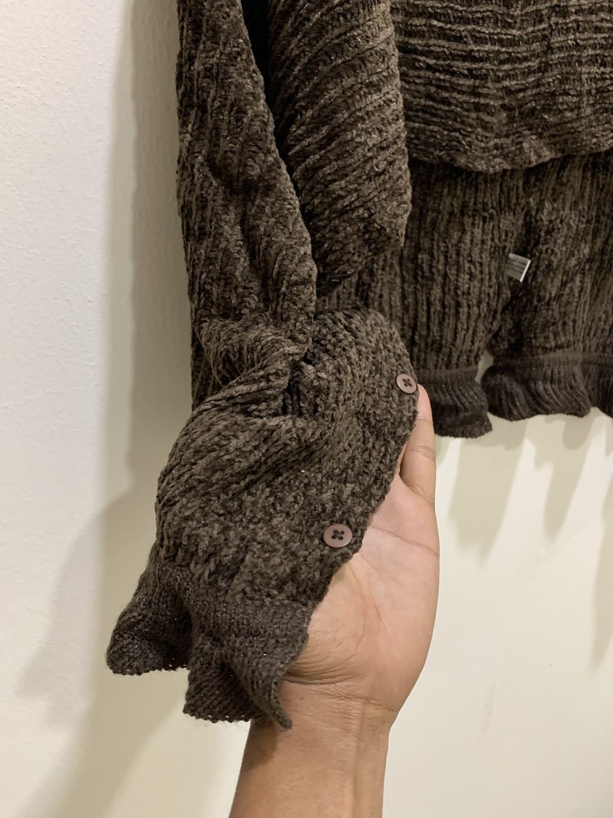 Homespun Knitwear × Other VELVET Aran Knitwear Scarf Muffler Fur Cape Button Cardigan Size M / US 6-8 / IT 42-44 - 14 Thumbnail