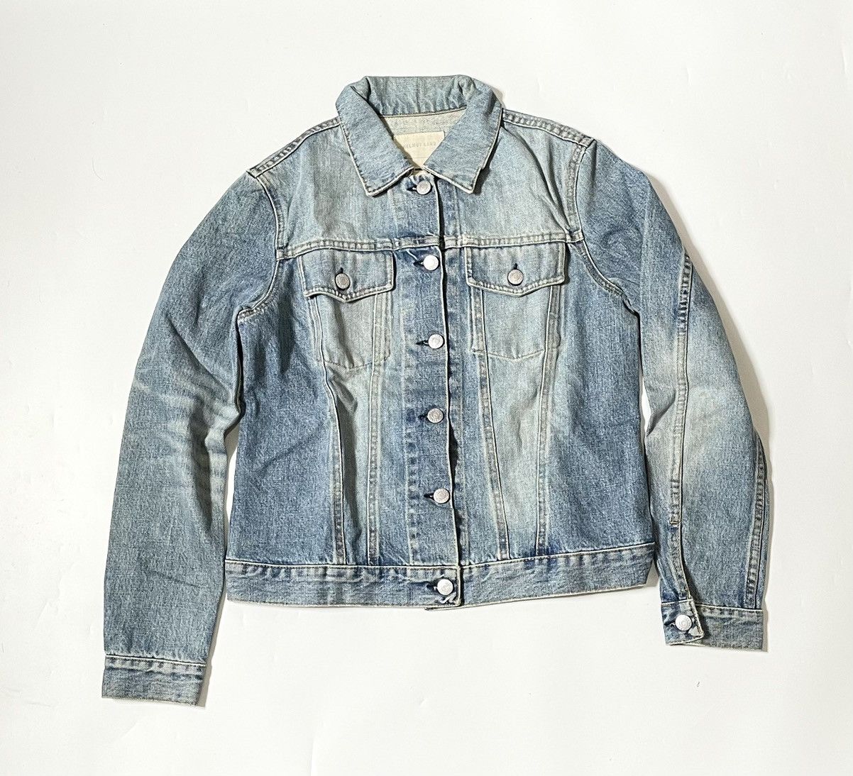 image of Vintage Helmut Lang Sanded Denim Jacket in Indigo, Men's (Size Small)