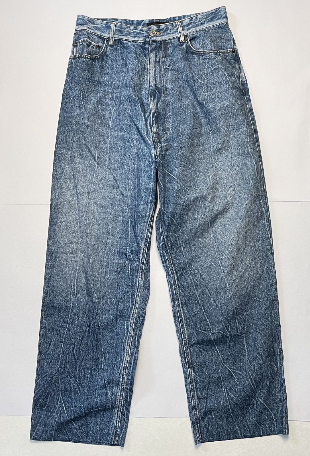 Balenciaga BALENCIAGA TROMPE L'OEIL DENIM PRINT BAGGY PANTS Size US 28 / EU 44 - 2 Thumbnail