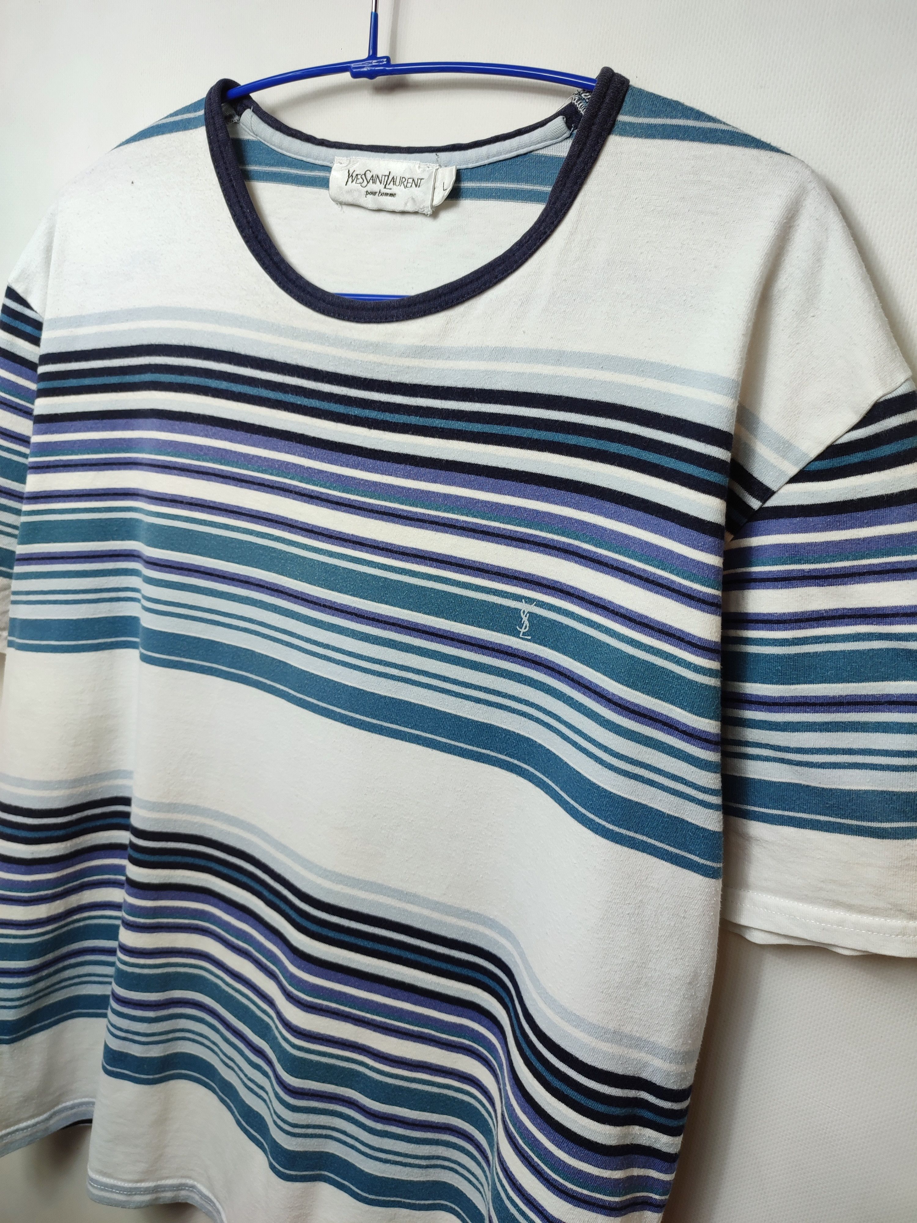 Vintage Vintage Ysl striped t shirt Size US S / EU 44-46 / 1 - 1 Thumbnail