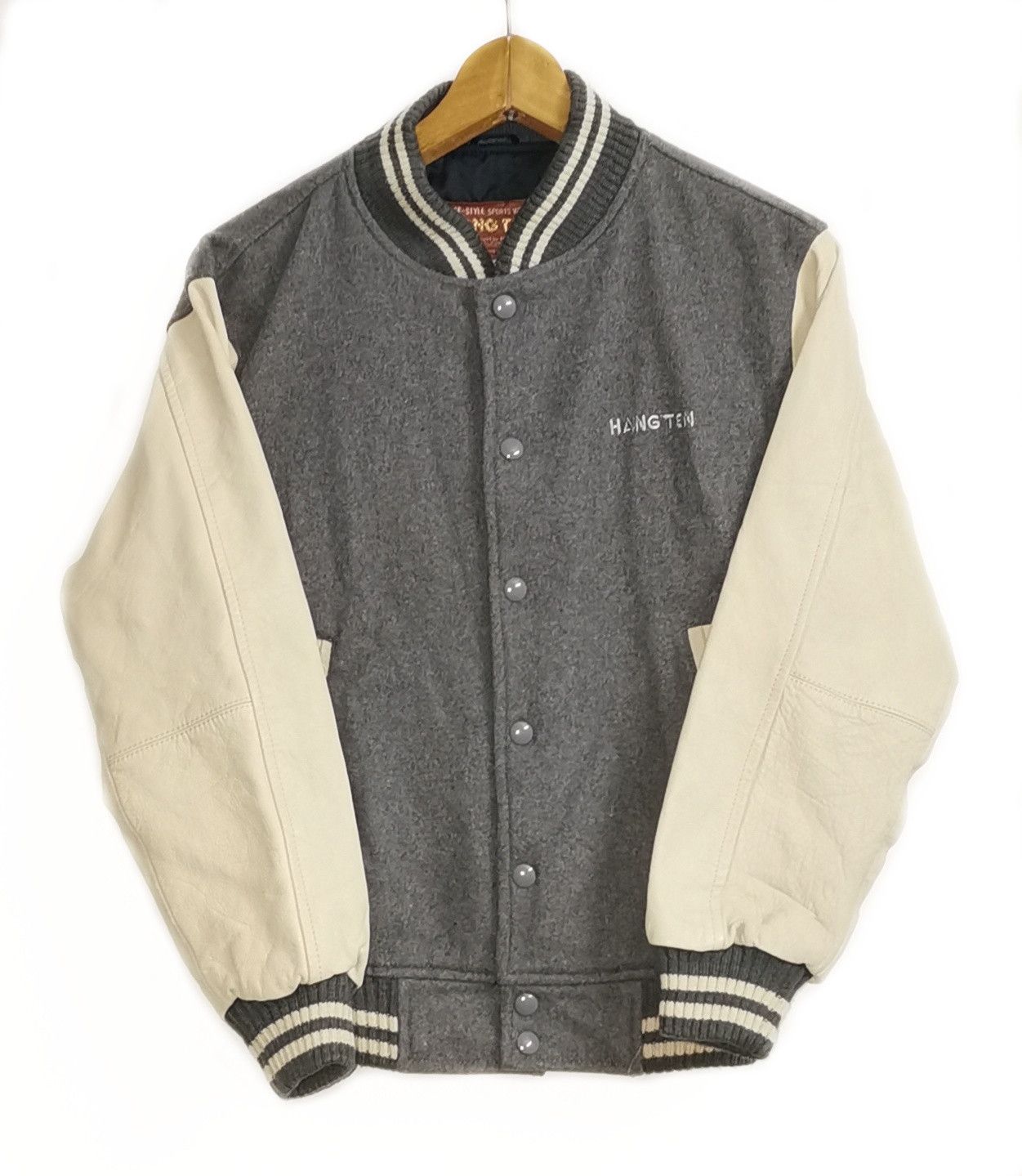 Hang Ten Hang Ten Leather Wool Varsity Jacket Size US M / EU 48-50 / 2 - 2 Thumbnail