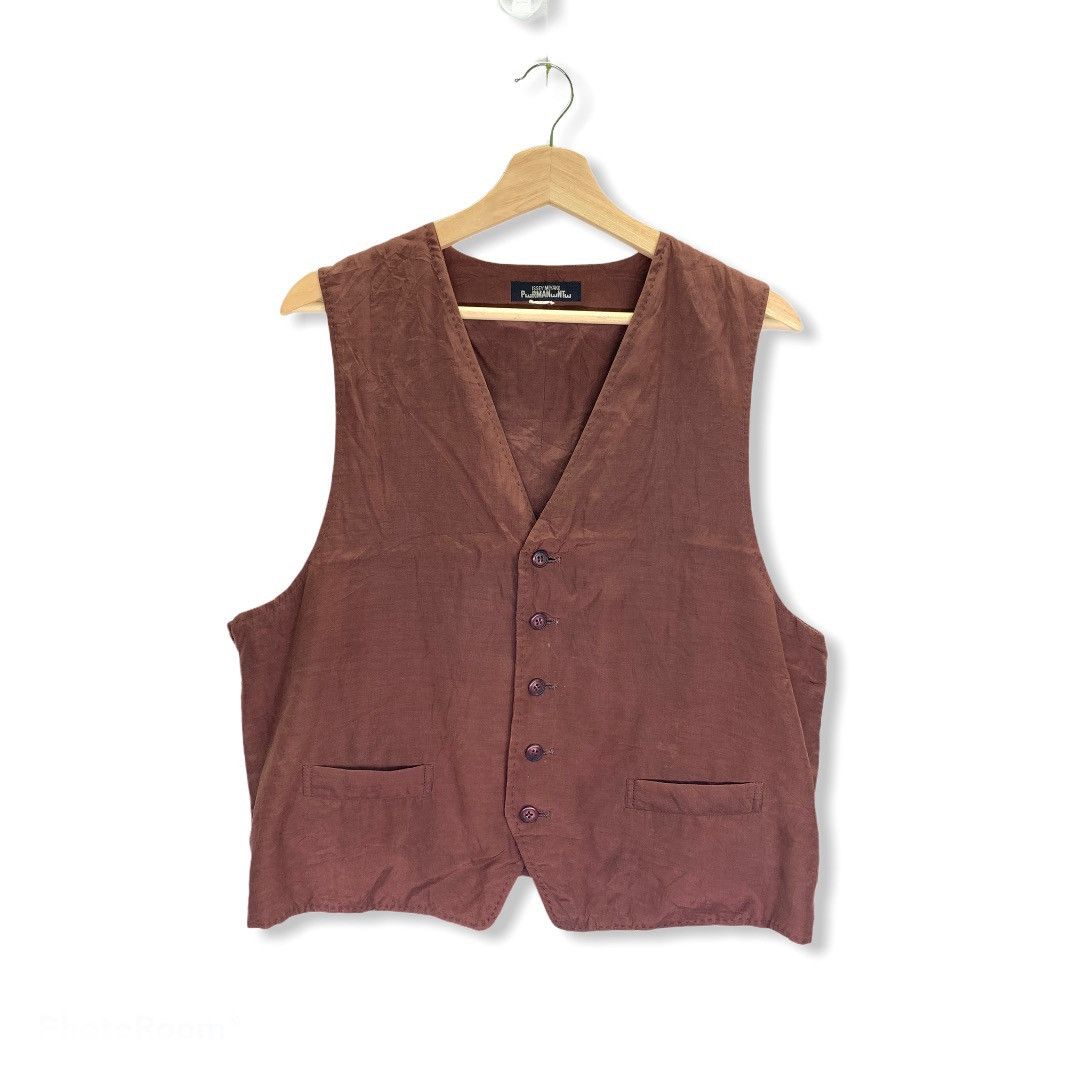 image of Avant Garde x Issey Miyake Vintage 80's Issey Miyake Permanente Vest Cardigan in Brown (Size Medium