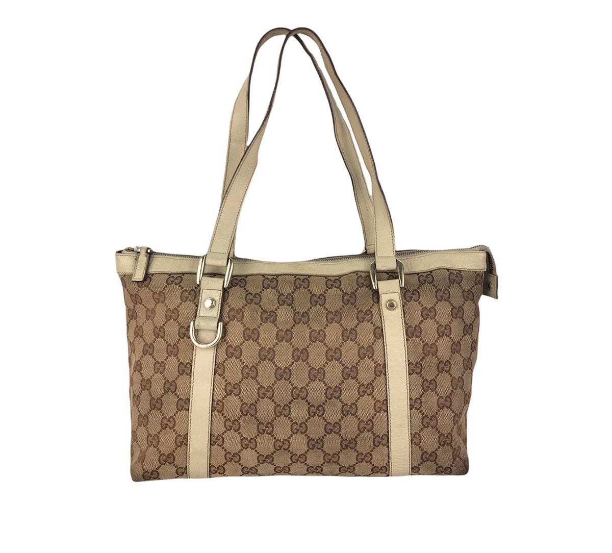 Pre-owned Gucci Authentic  Gg Canvas Tote Bag In Brown