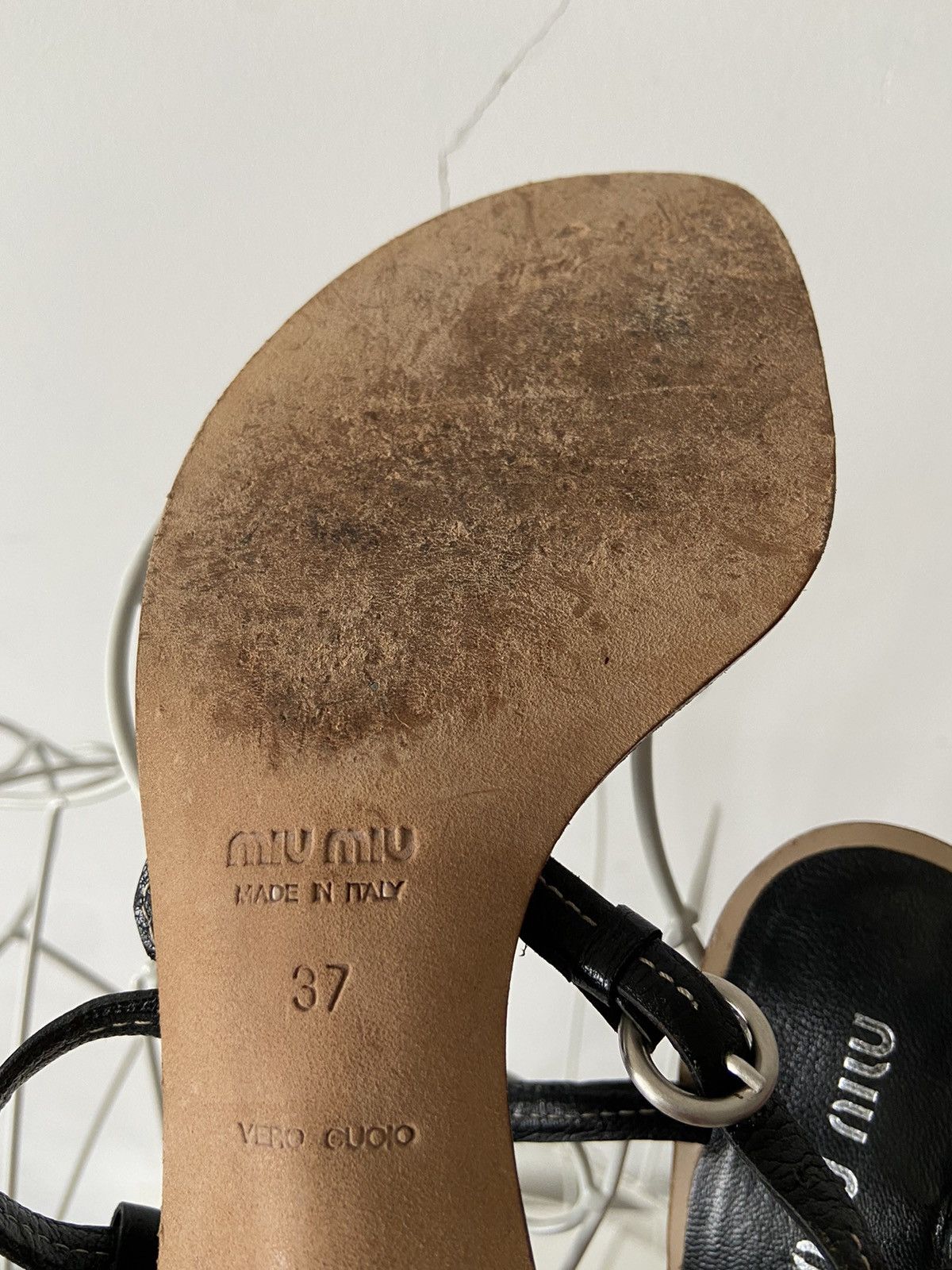 Miu Miu Miu Miu black crystal leather sandals heel Size US 7 / IT 37 - 4 Thumbnail