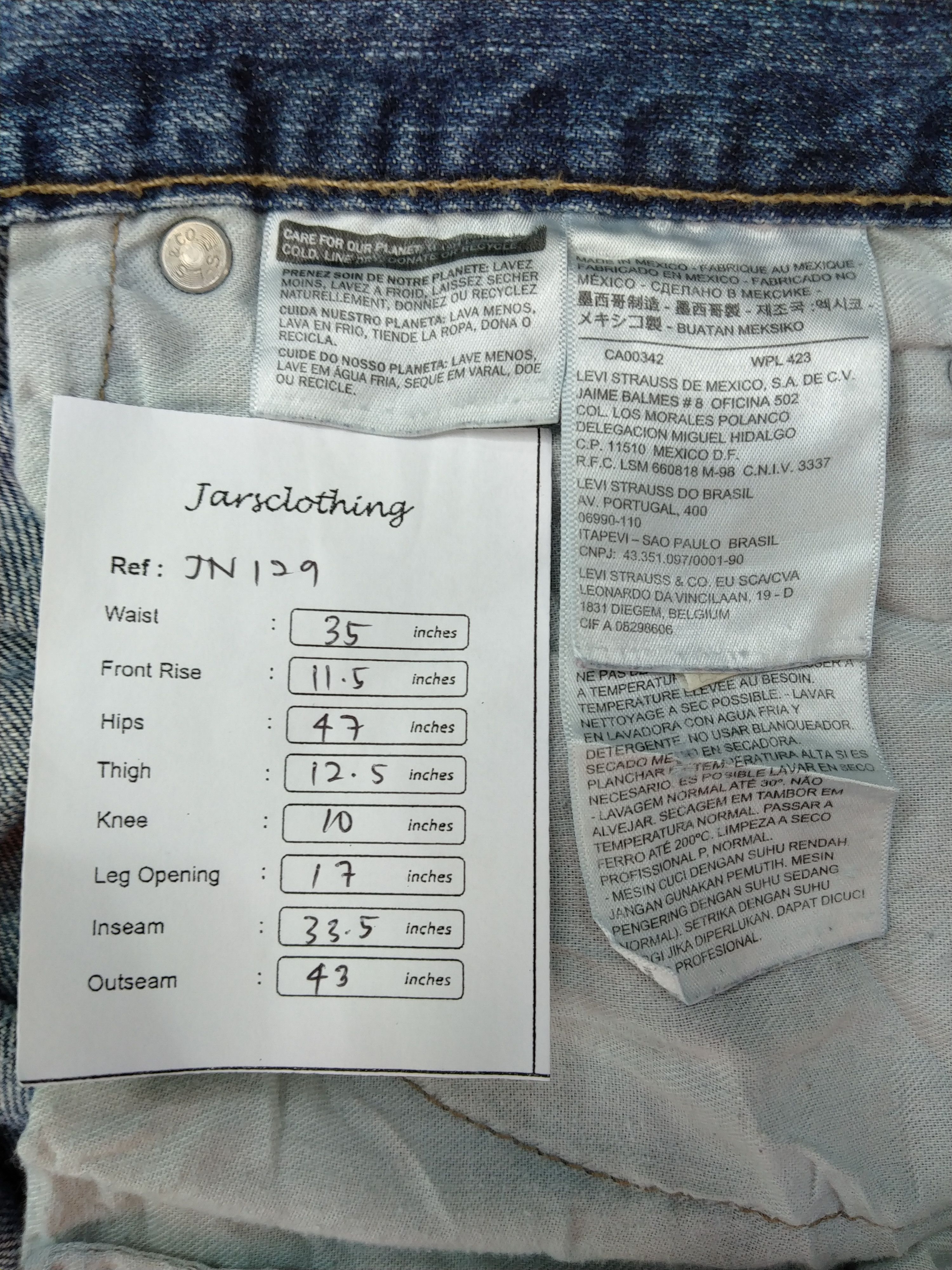 Levi's Blue Vintage Levi's Distressed Denim 35x33.5 -JN129 Size US 35 - 12 Thumbnail