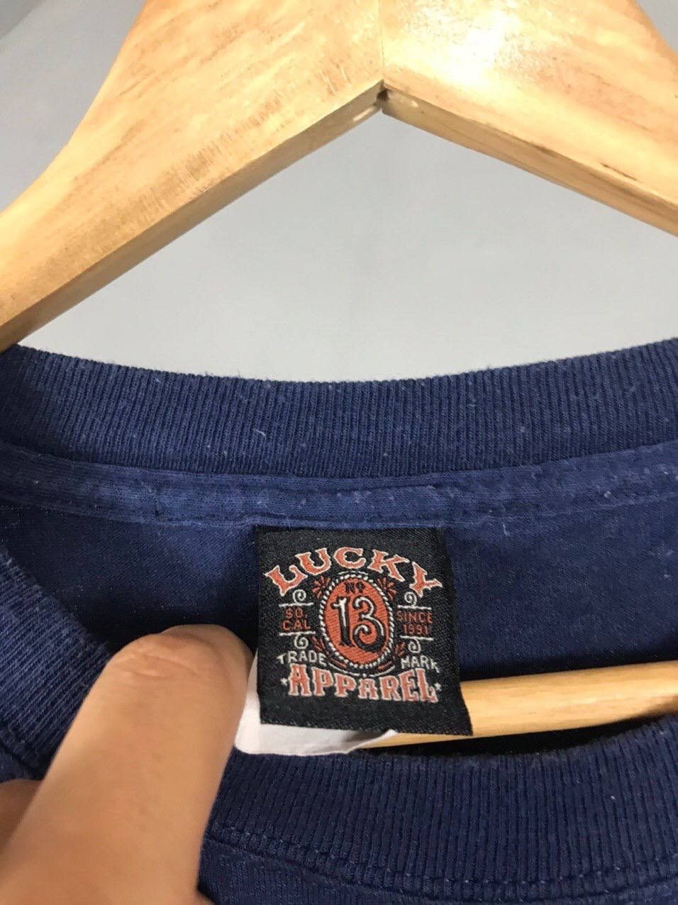 Vintage Lucky 13 rock streetwear navy blue made in USA tee Size US L / EU 52-54 / 3 - 4 Thumbnail