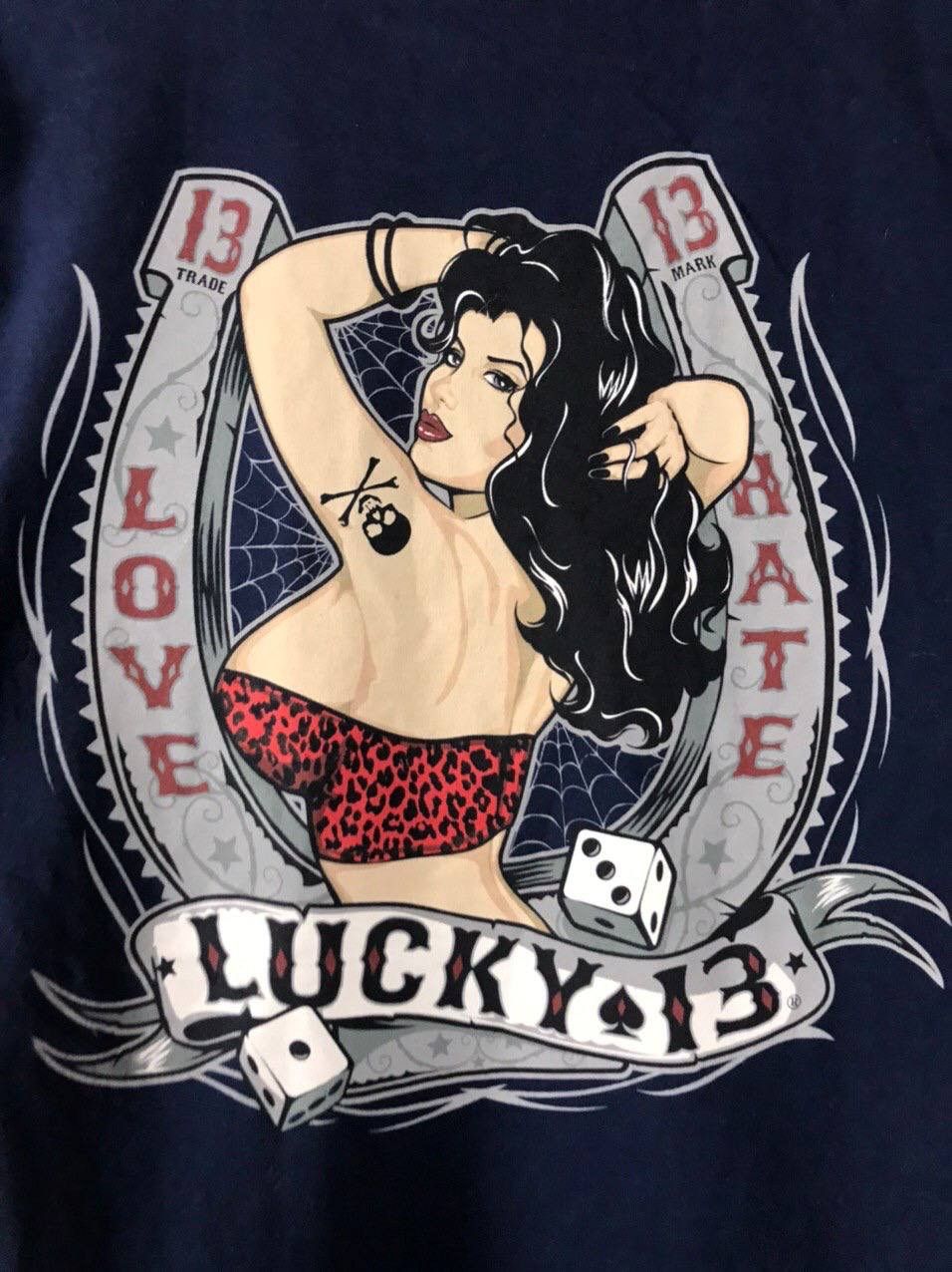 Vintage Lucky 13 rock streetwear navy blue made in USA tee Size US L / EU 52-54 / 3 - 5 Thumbnail