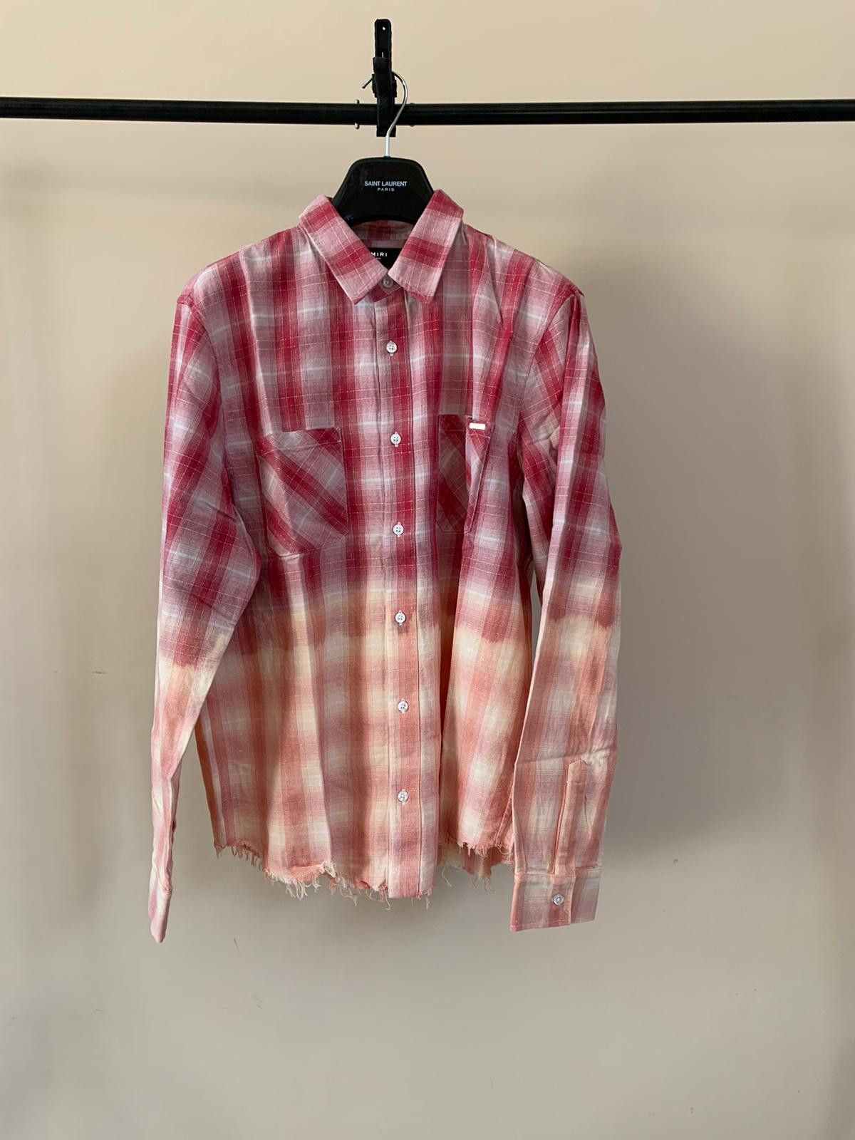 image of Amiri Flannel Shirt in Degrade Red Orange, Men's (Size XL)