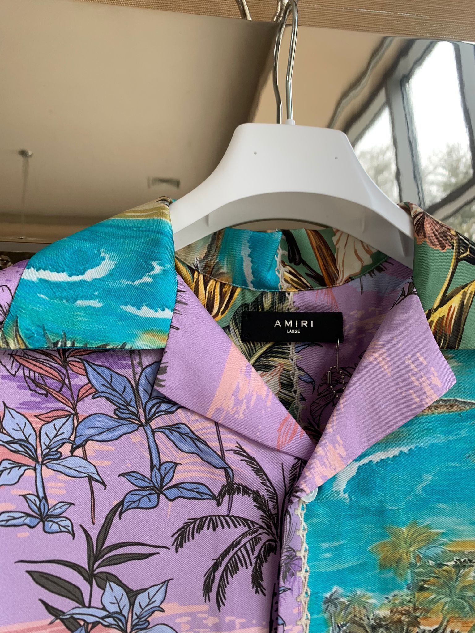 Amiri Hawaiin Patchwork Shirt in Purple Green Size US L / EU 52-54 / 3 - 5 Thumbnail