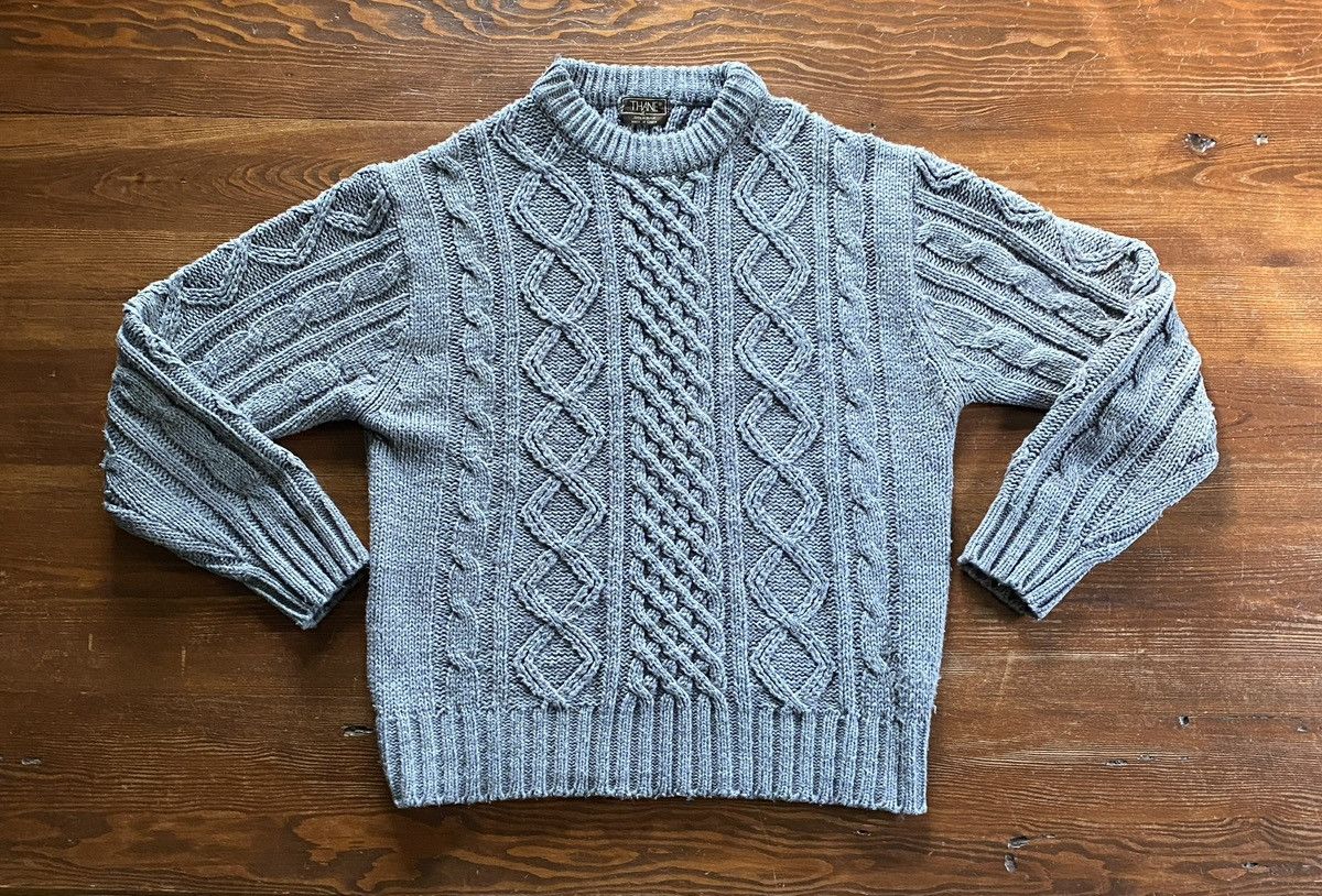 Vintage Vintage 80’s Thane Gray Cable Knit Fisherman Style Sweater Size US L / EU 52-54 / 3 - 2 Thumbnail