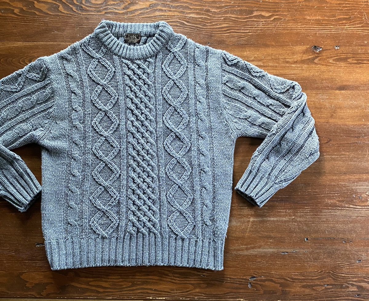 Vintage Vintage 80’s Thane Gray Cable Knit Fisherman Style Sweater Size US L / EU 52-54 / 3 - 1 Thumbnail
