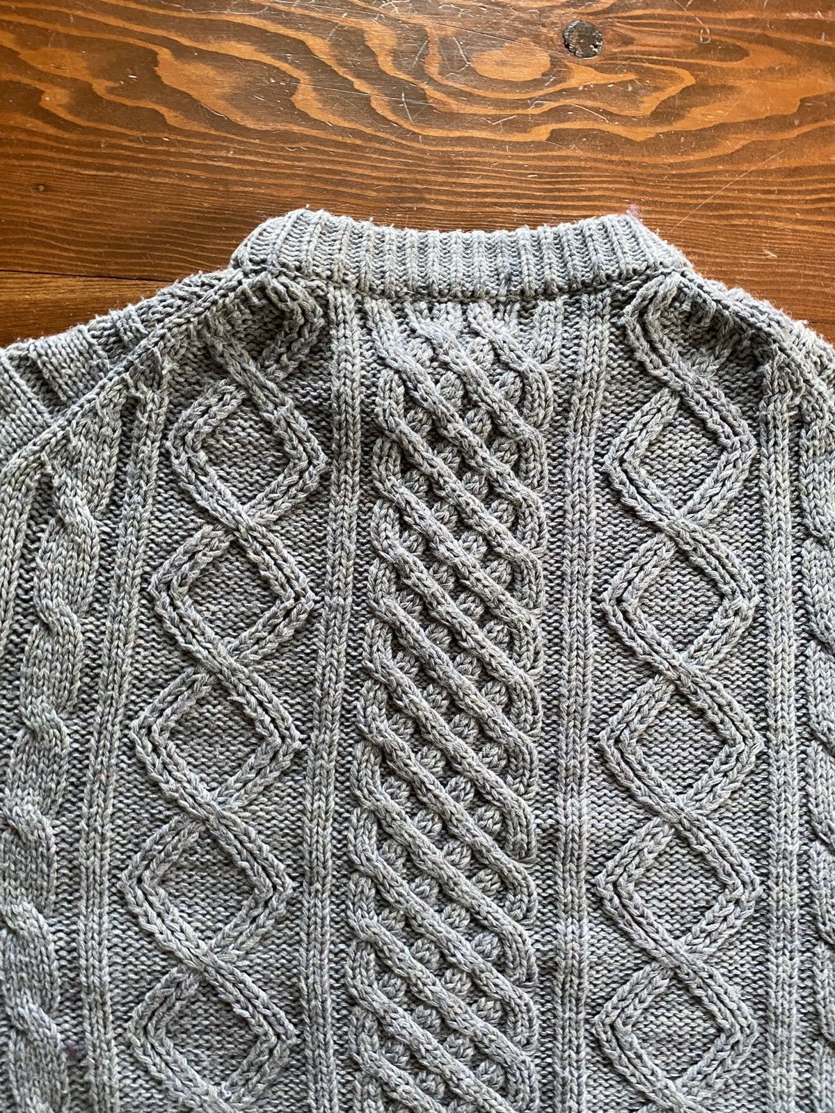 Vintage Vintage 80’s Thane Gray Cable Knit Fisherman Style Sweater Size US L / EU 52-54 / 3 - 10 Thumbnail