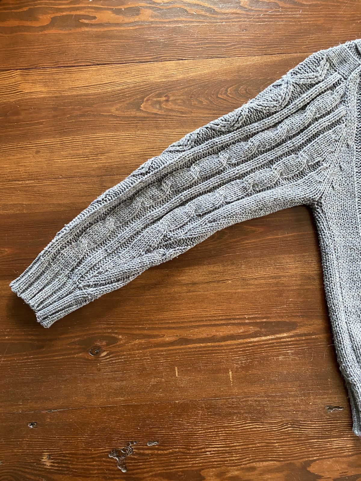 Vintage Vintage 80’s Thane Gray Cable Knit Fisherman Style Sweater Size US L / EU 52-54 / 3 - 8 Thumbnail