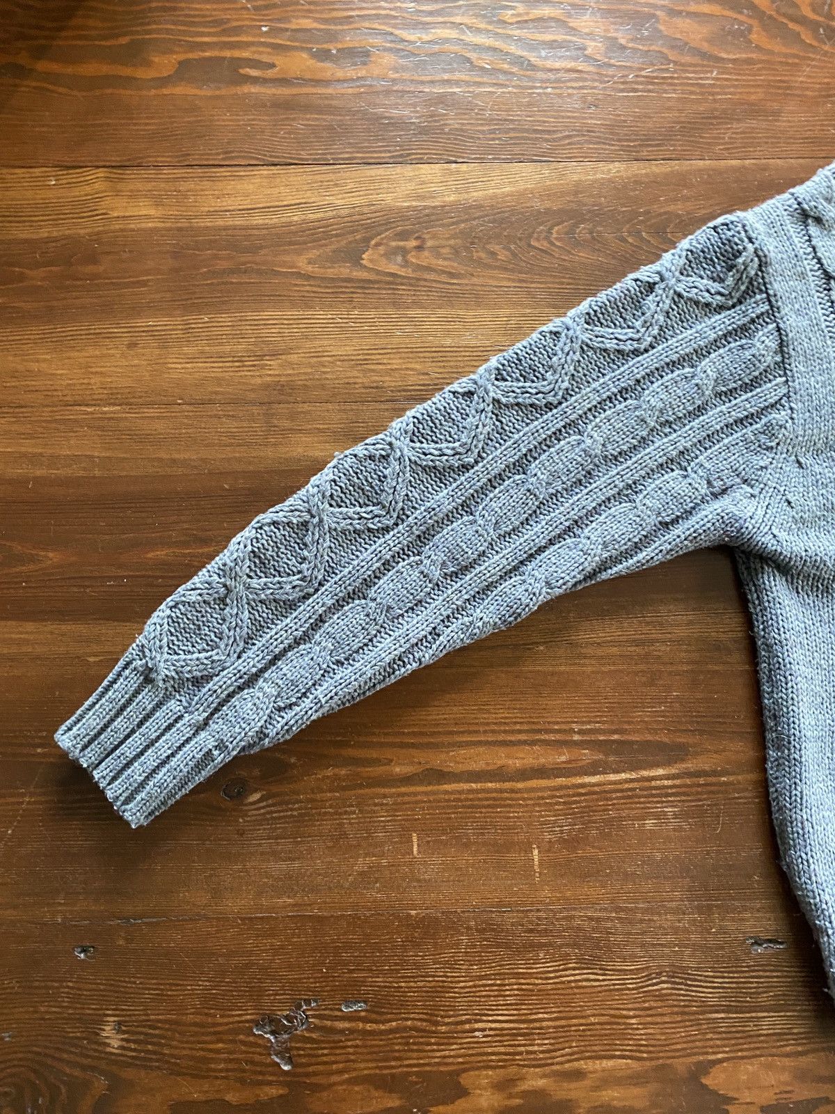 Vintage Vintage 80’s Thane Gray Cable Knit Fisherman Style Sweater Size US L / EU 52-54 / 3 - 6 Thumbnail