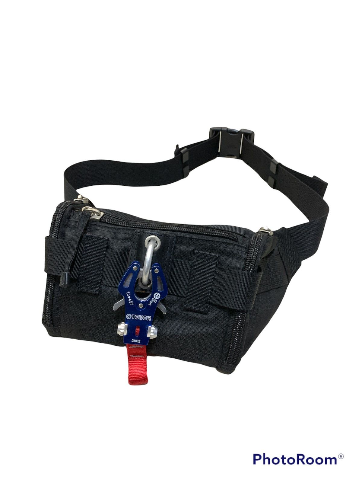 image of Military Tough Jeans Inc Carabiner Waist Bag in Black, Men's