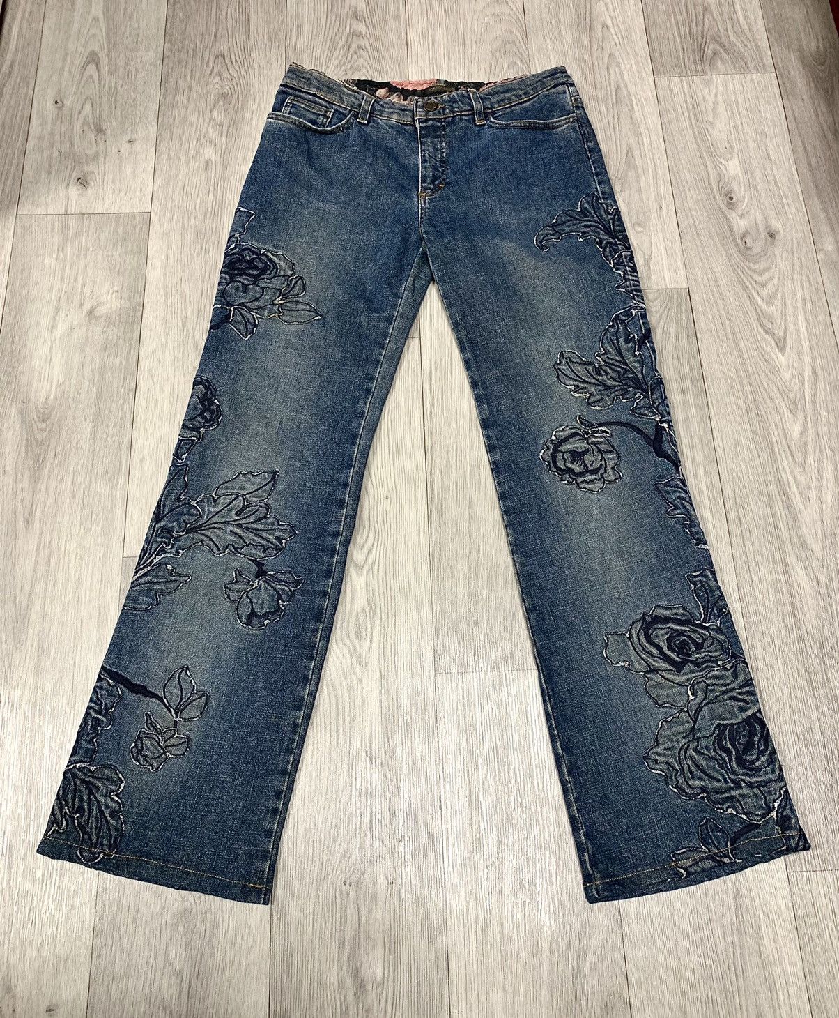 Jean Vintage Roberto Cavalli Renaissance Rare - Imprimé Multicolore - Taille S - Coupe Mom