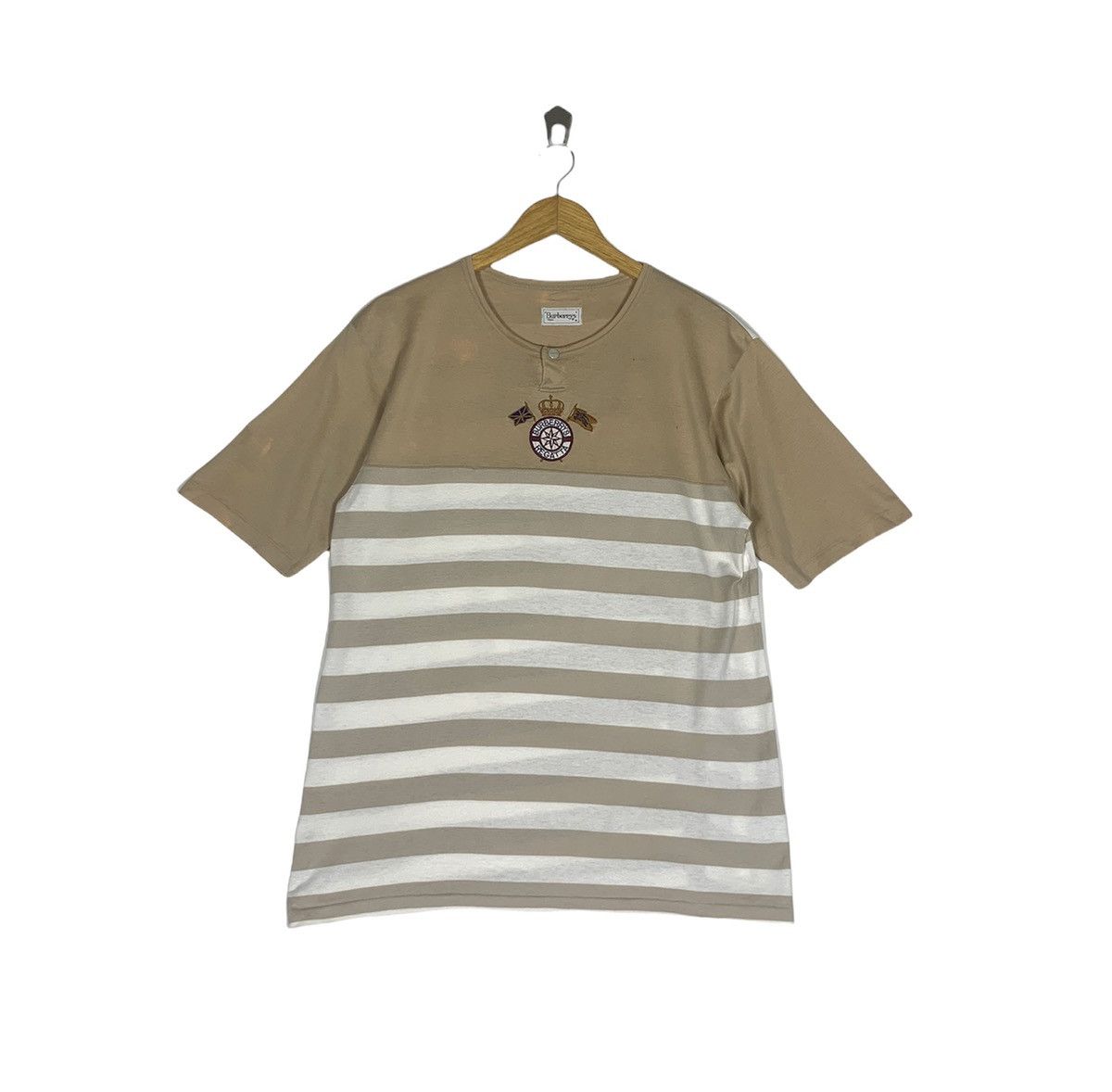 Burberry × Designer Vintage Burberrys Regatta Shirt Stripe Size US L / EU 52-54 / 3 - 1 Thumbnail