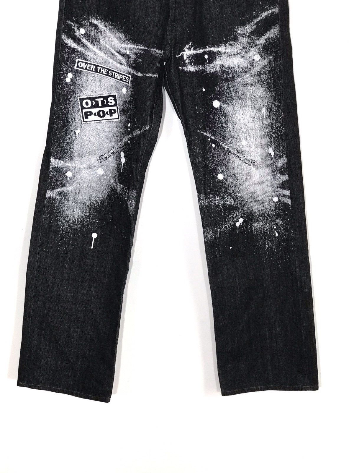 If Six Was Nine × OVER THE STRiPES Over The Stripes Art Paint Design Denim Jeans Made In Japan Size US 31 - 3 Thumbnail