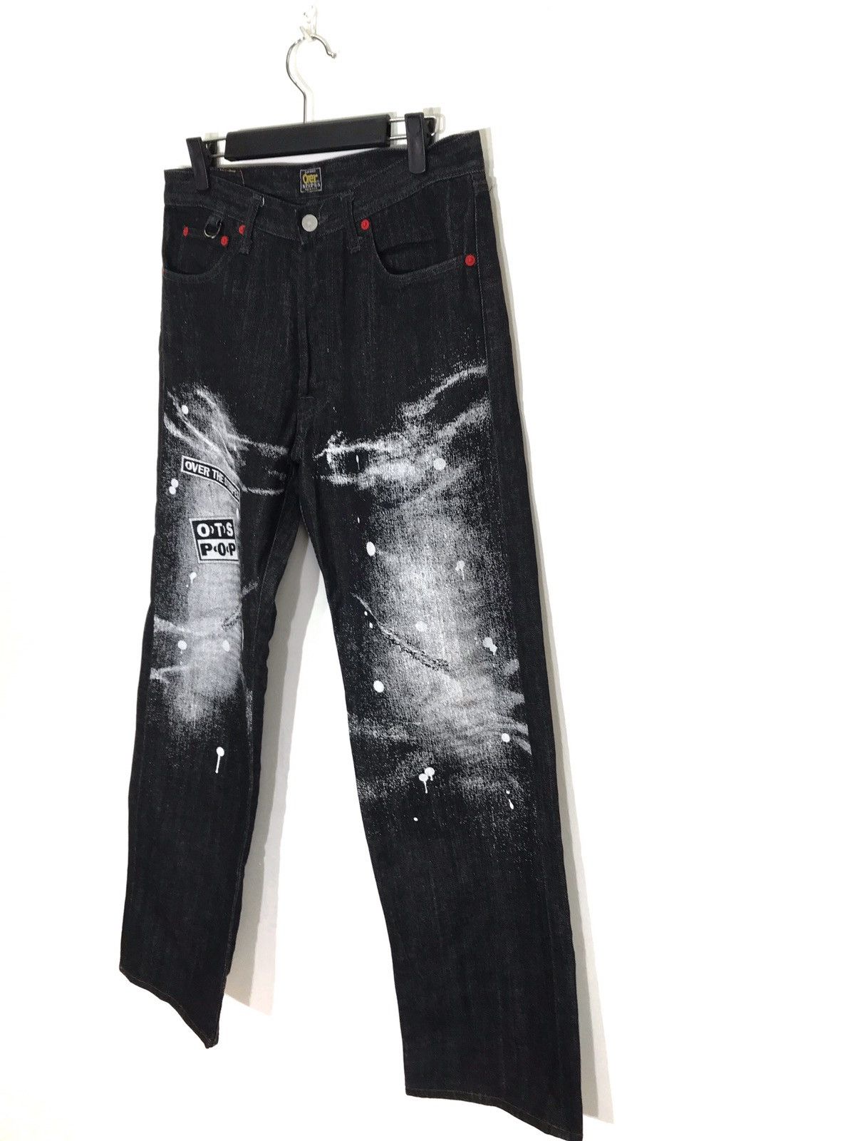 If Six Was Nine × OVER THE STRiPES Over The Stripes Art Paint Design Denim Jeans Made In Japan Size US 31 - 4 Thumbnail