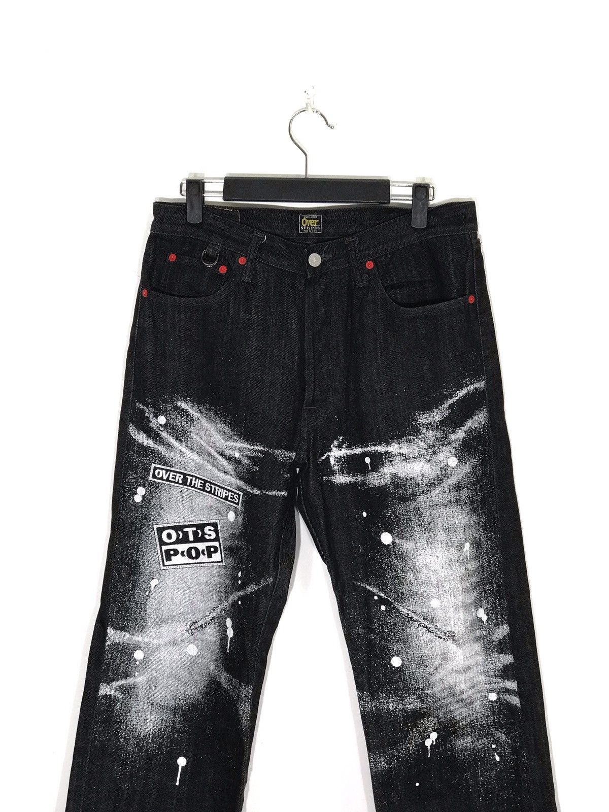 If Six Was Nine × OVER THE STRiPES Over The Stripes Art Paint Design Denim Jeans Made In Japan Size US 31 - 1 Thumbnail