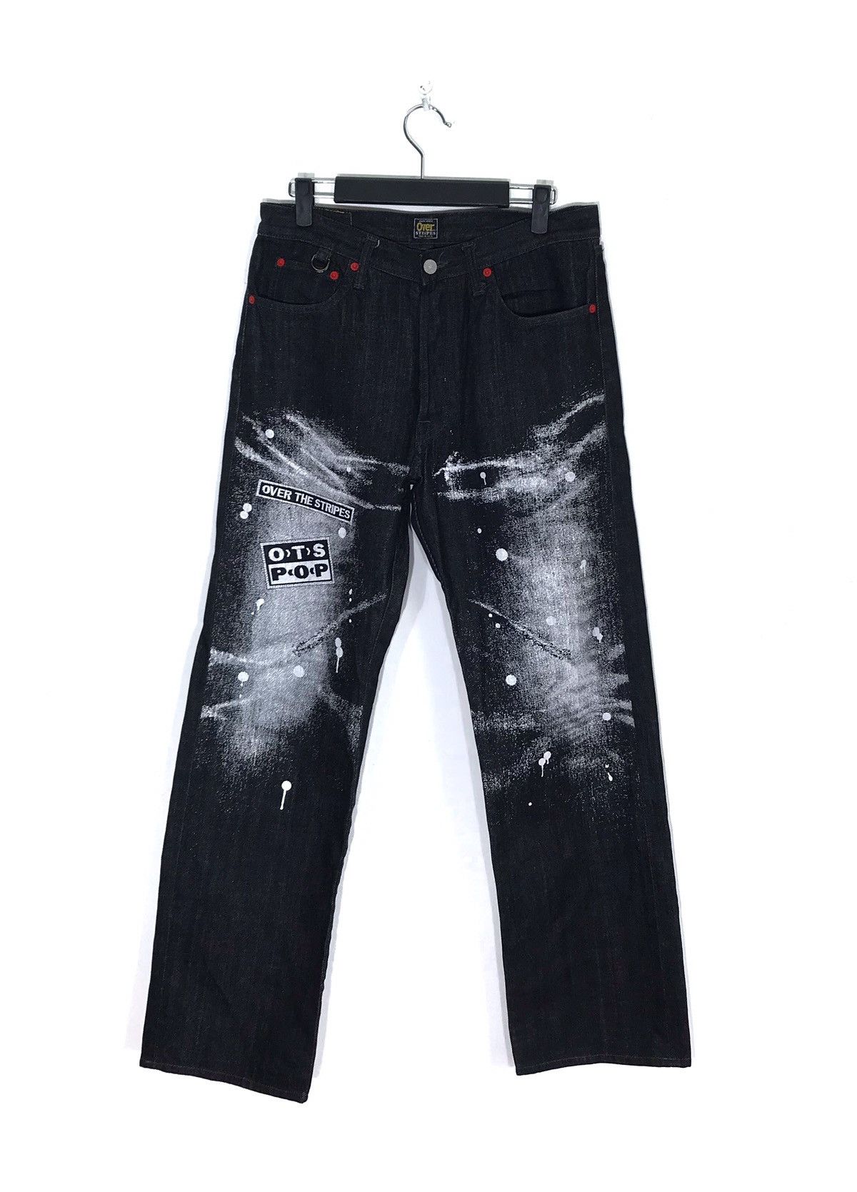 If Six Was Nine × OVER THE STRiPES Over The Stripes Art Paint Design Denim Jeans Made In Japan Size US 31 - 2 Thumbnail