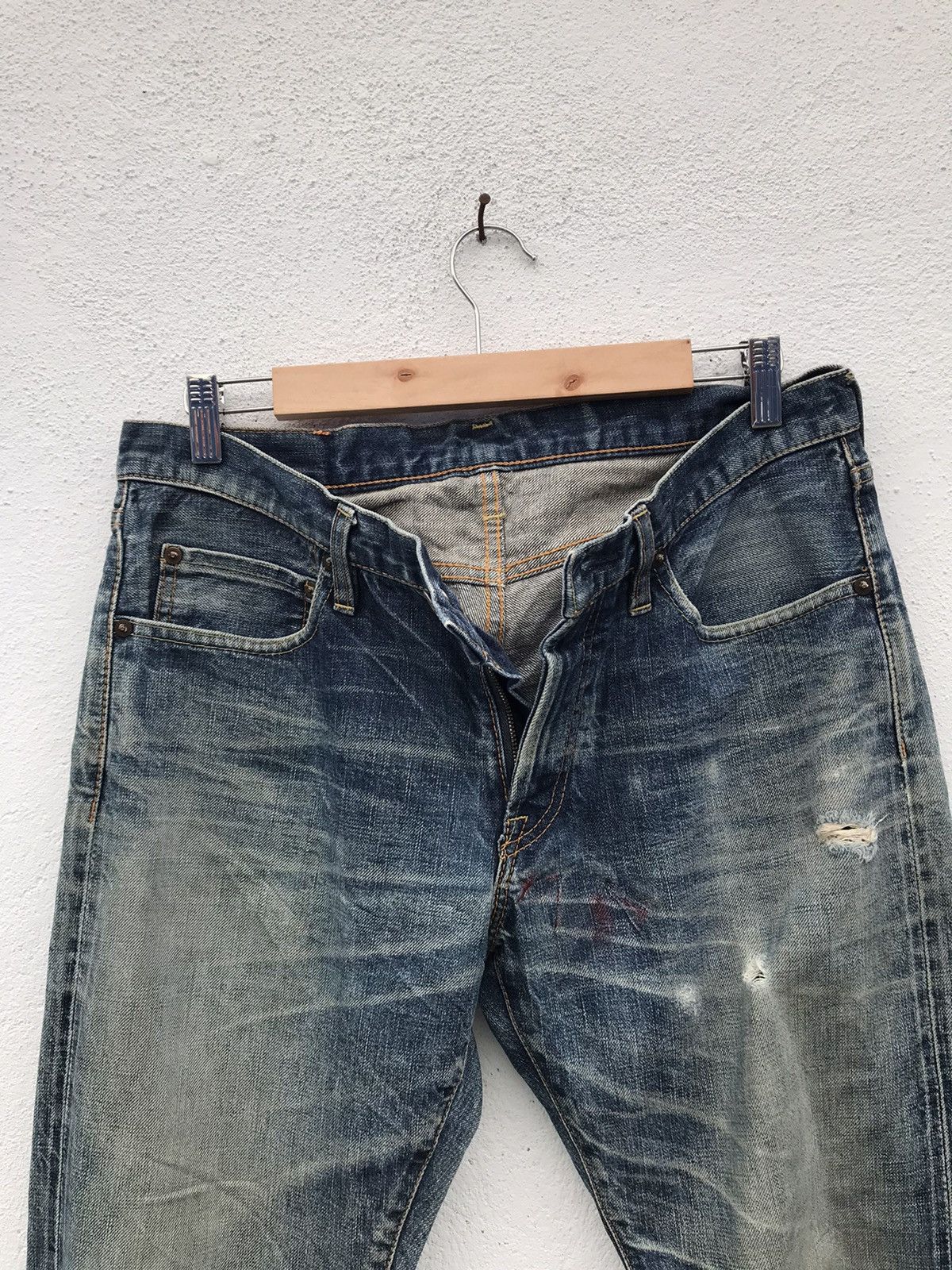 Japanese Brand × Vintage Made In Japan ORANGES Distressed Rips Selvedge Denim Jeans Size US 31 - 2 Thumbnail