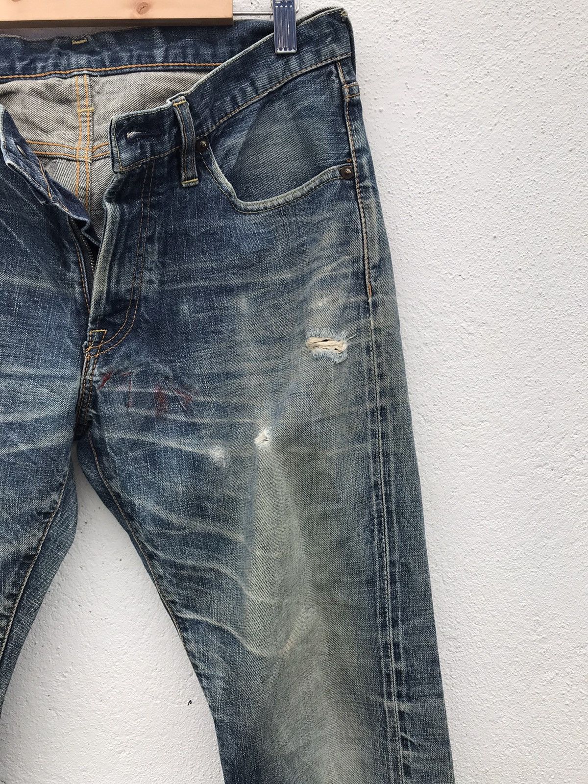 Japanese Brand × Vintage Made In Japan ORANGES Distressed Rips Selvedge Denim Jeans Size US 31 - 3 Thumbnail