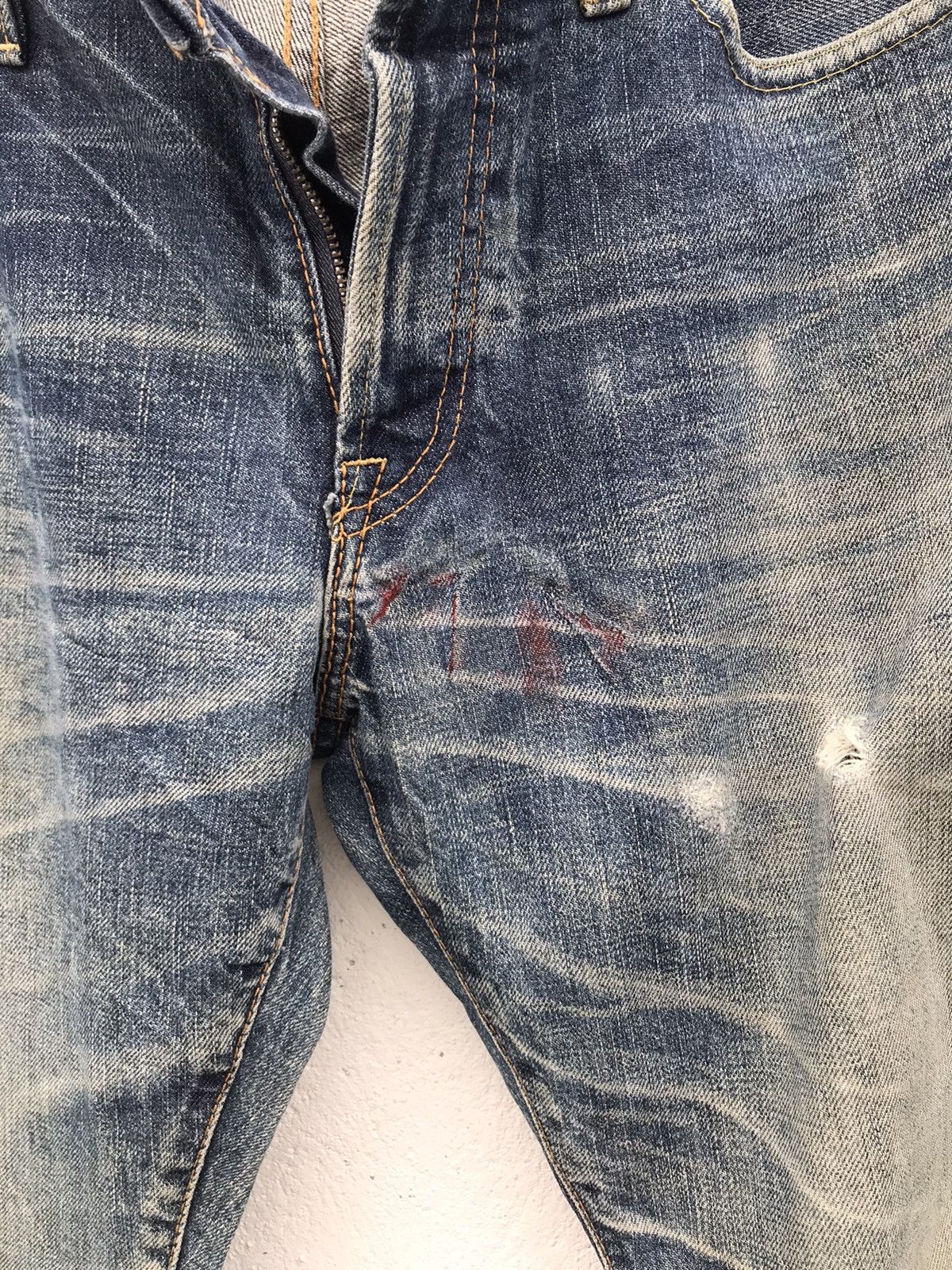 Japanese Brand × Vintage Made In Japan ORANGES Distressed Rips Selvedge Denim Jeans Size US 31 - 7 Thumbnail