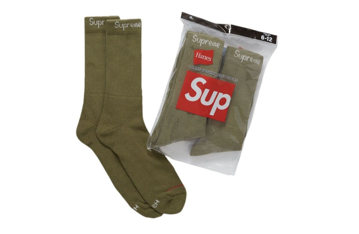 Supreme Supreme®/Hanes® Crew Socks (4 Pack) in Olive Green | Grailed