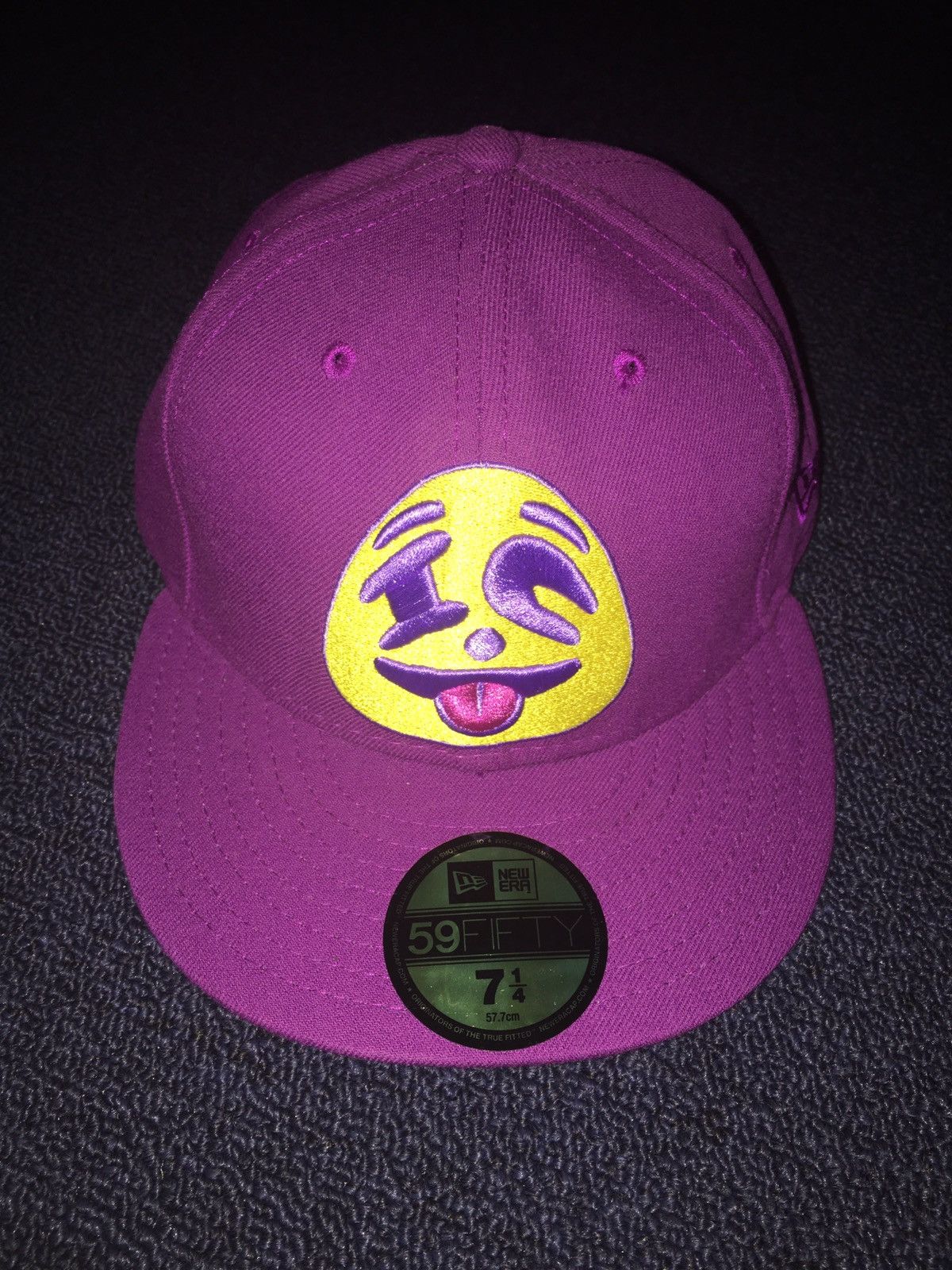 Pre-owned Billionaire Boys Club Bbc Ice Cream Ic Happy Face Fitted Cap Size 7 1/4 In Purple