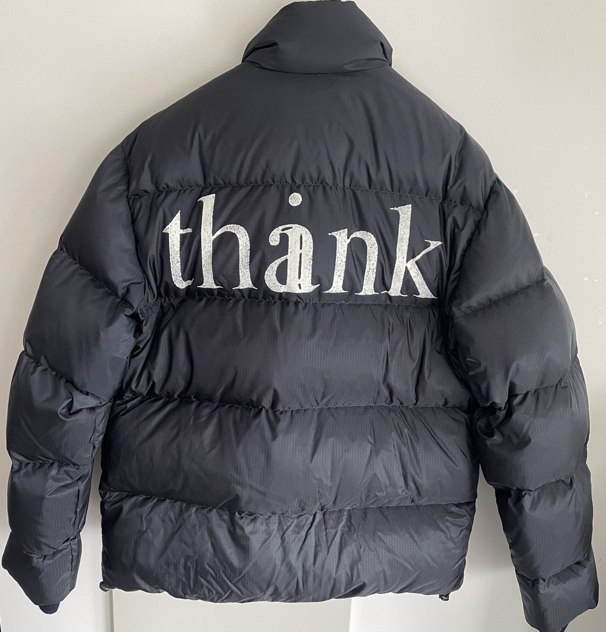 image of $4,500 Runway Gucci X Richard Hell Think Goose Down Coat in Navy, Men's (Size Large)