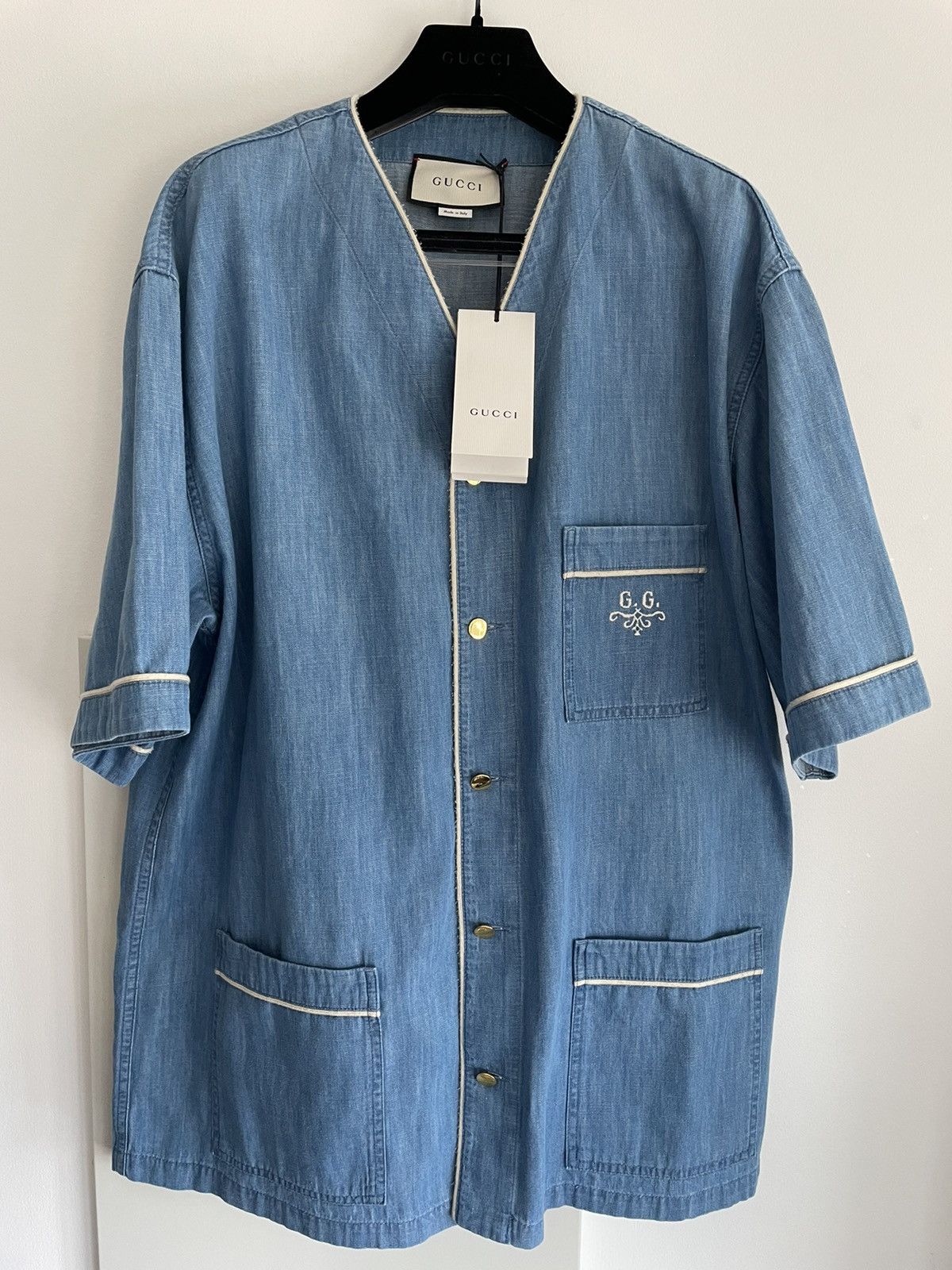 Gucci Brand New Super Runway Oversized Denim Logo Bowling Shirt Size US L / EU 52-54 / 3 - 2 Thumbnail