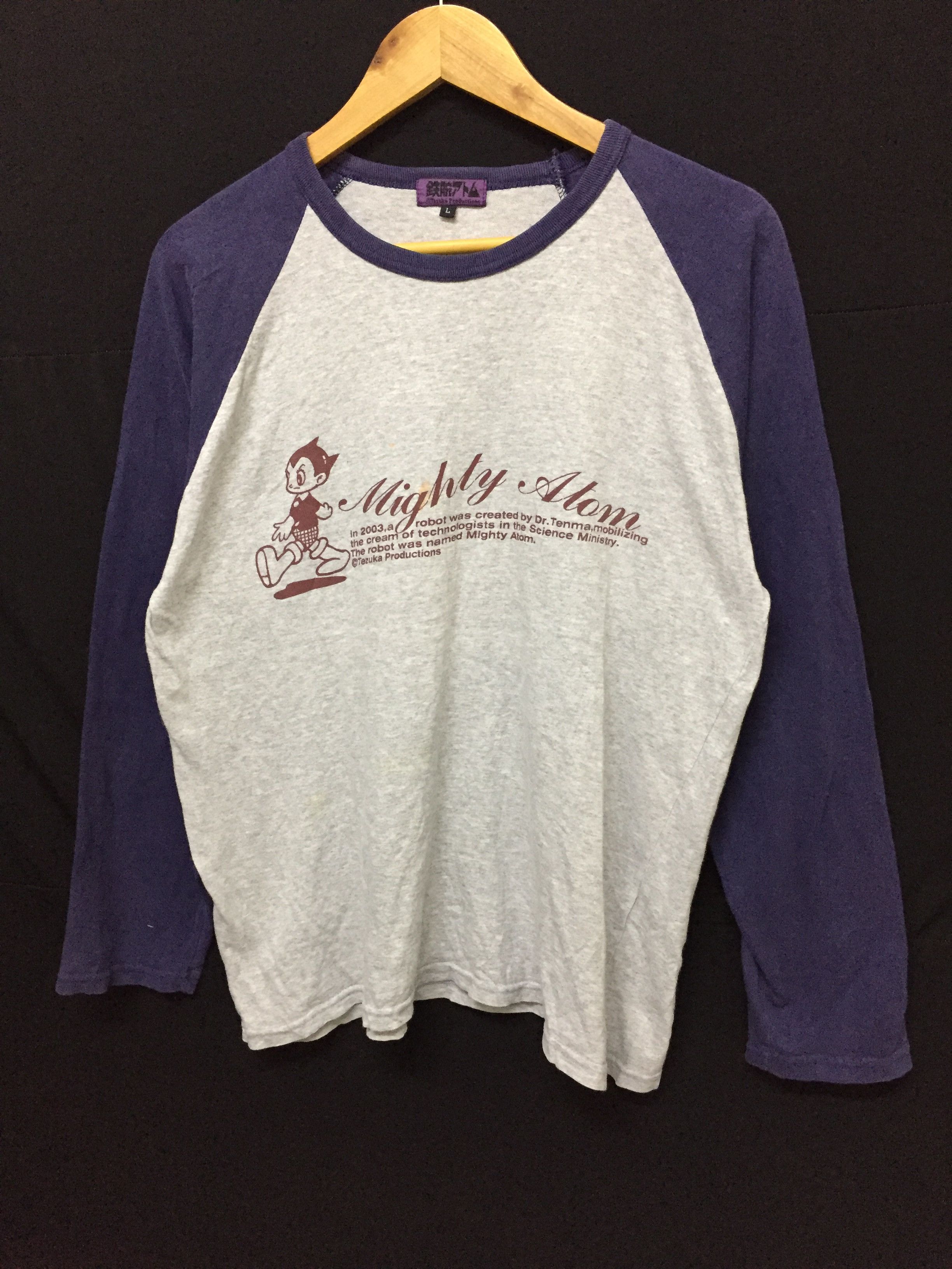 image of Movie x Vintage VTG Astro Boy Raglan By Tezuka Productions in Grey, Men's (Size Medium)