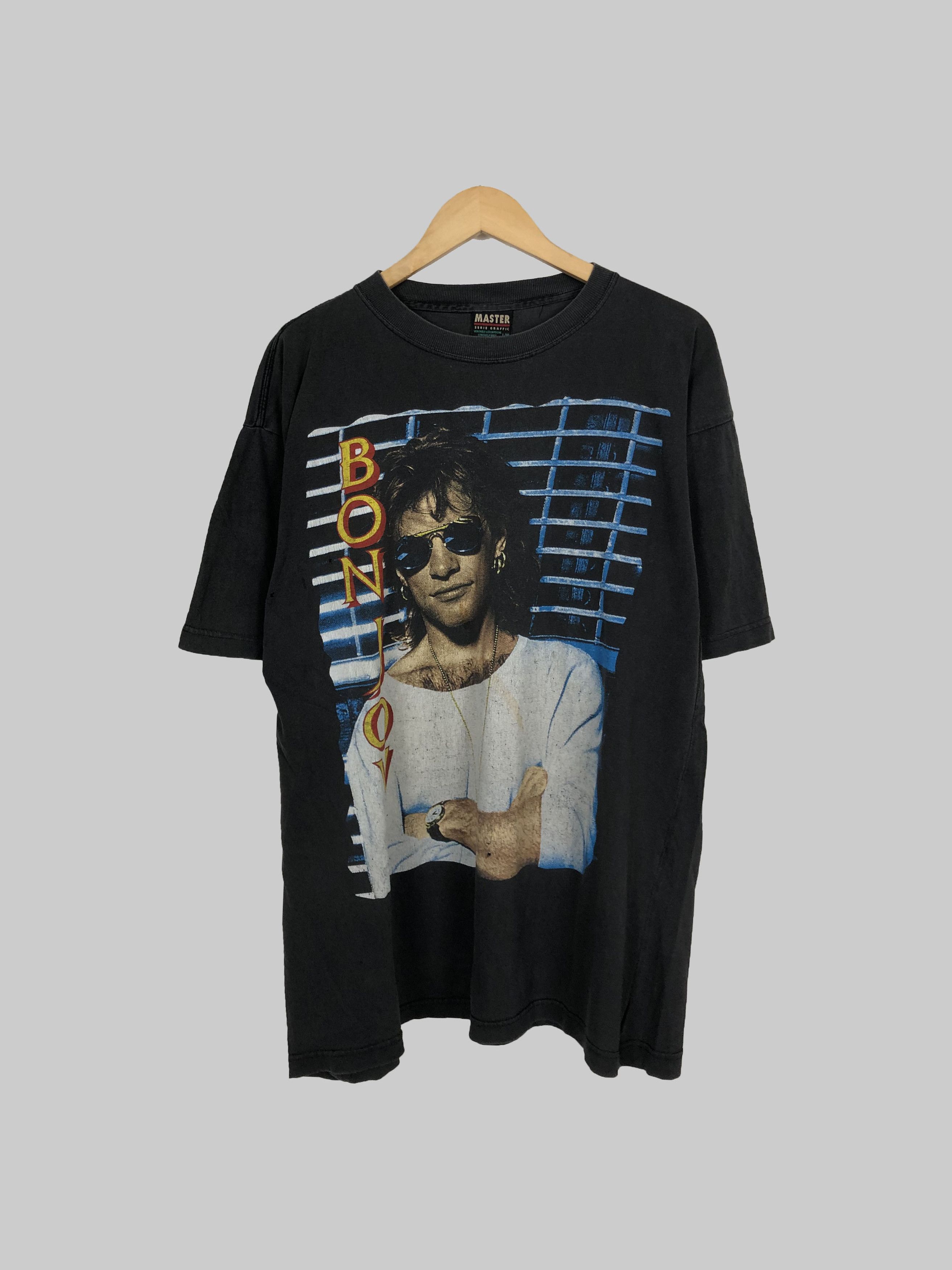 Band Tees Vintage 90s Bon Jovi (Van Halen Guns N' Roses David Bowie) Size US XL / EU 56 / 4 - 1 Thumbnail