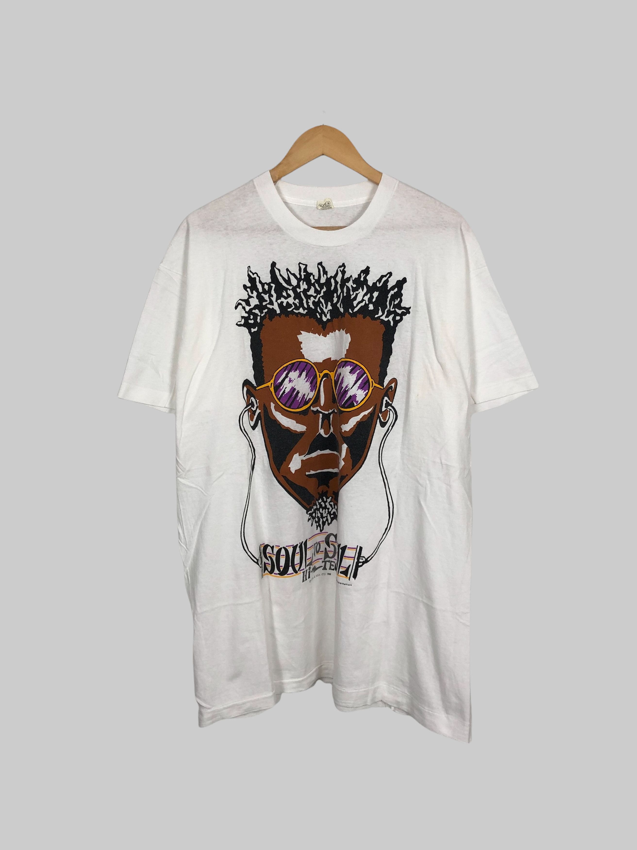image of Band Tees x Rock T Shirt Vintage 1988 Soul Ii Soul Jazzie B Single Stitch T-Shirt in White (Size XL