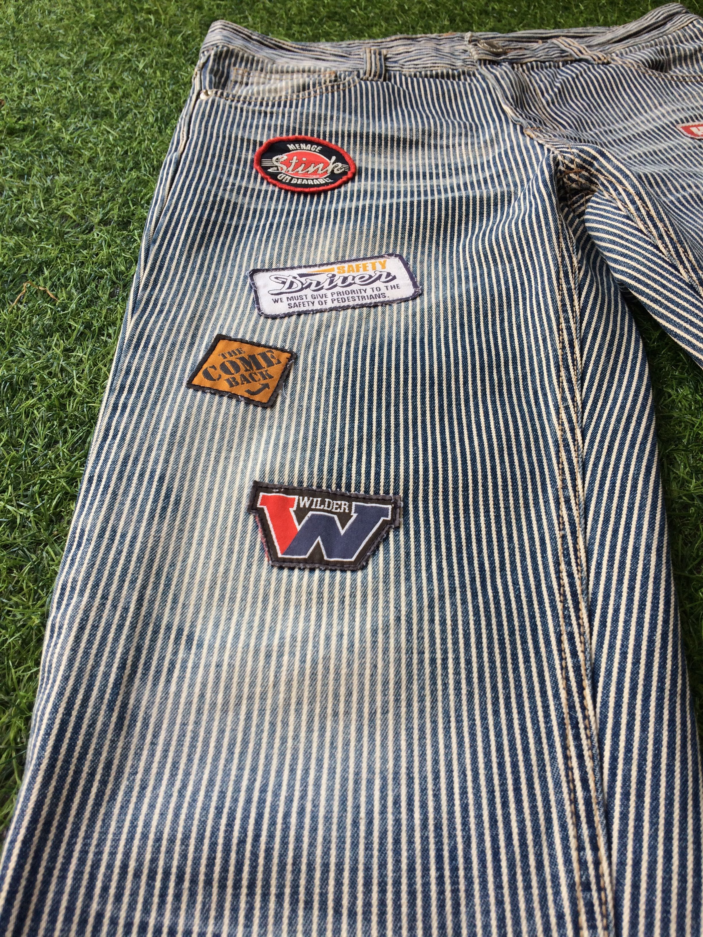 Japanese Brand Distressed Hickory Stripe Patches Jeans #D-236 Size US 30 / EU 46 - 6 Thumbnail