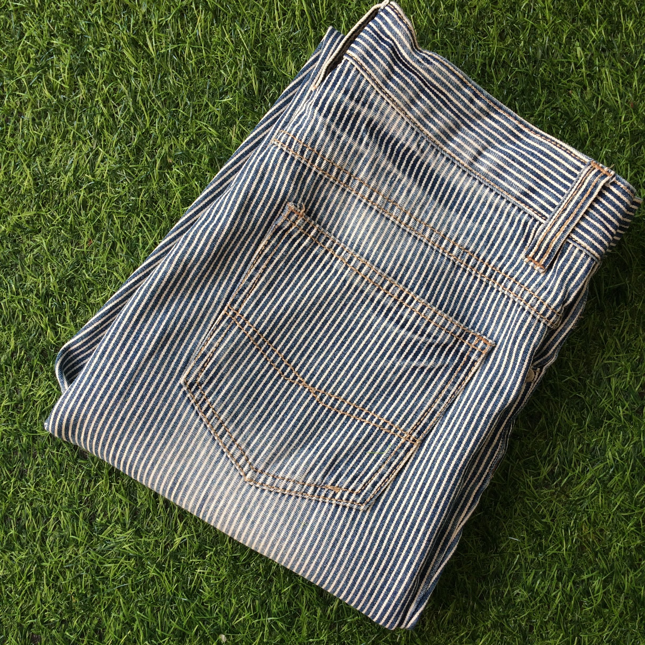 Japanese Brand Distressed Hickory Stripe Patches Jeans #D-236 Size US 30 / EU 46 - 9 Thumbnail