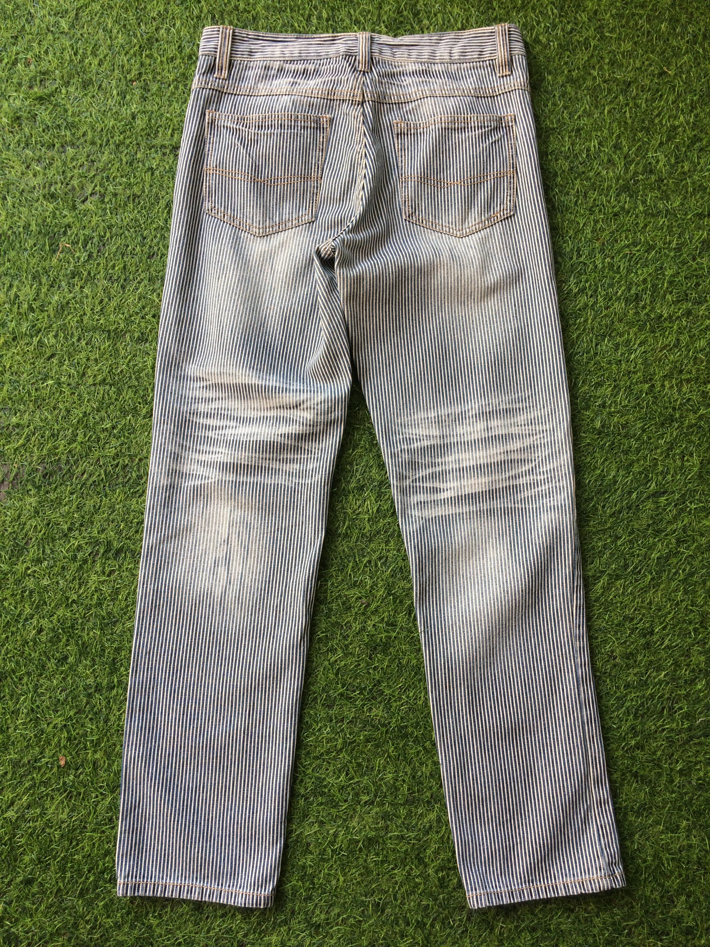 Japanese Brand Distressed Hickory Stripe Patches Jeans #D-236 Size US 30 / EU 46 - 3 Thumbnail