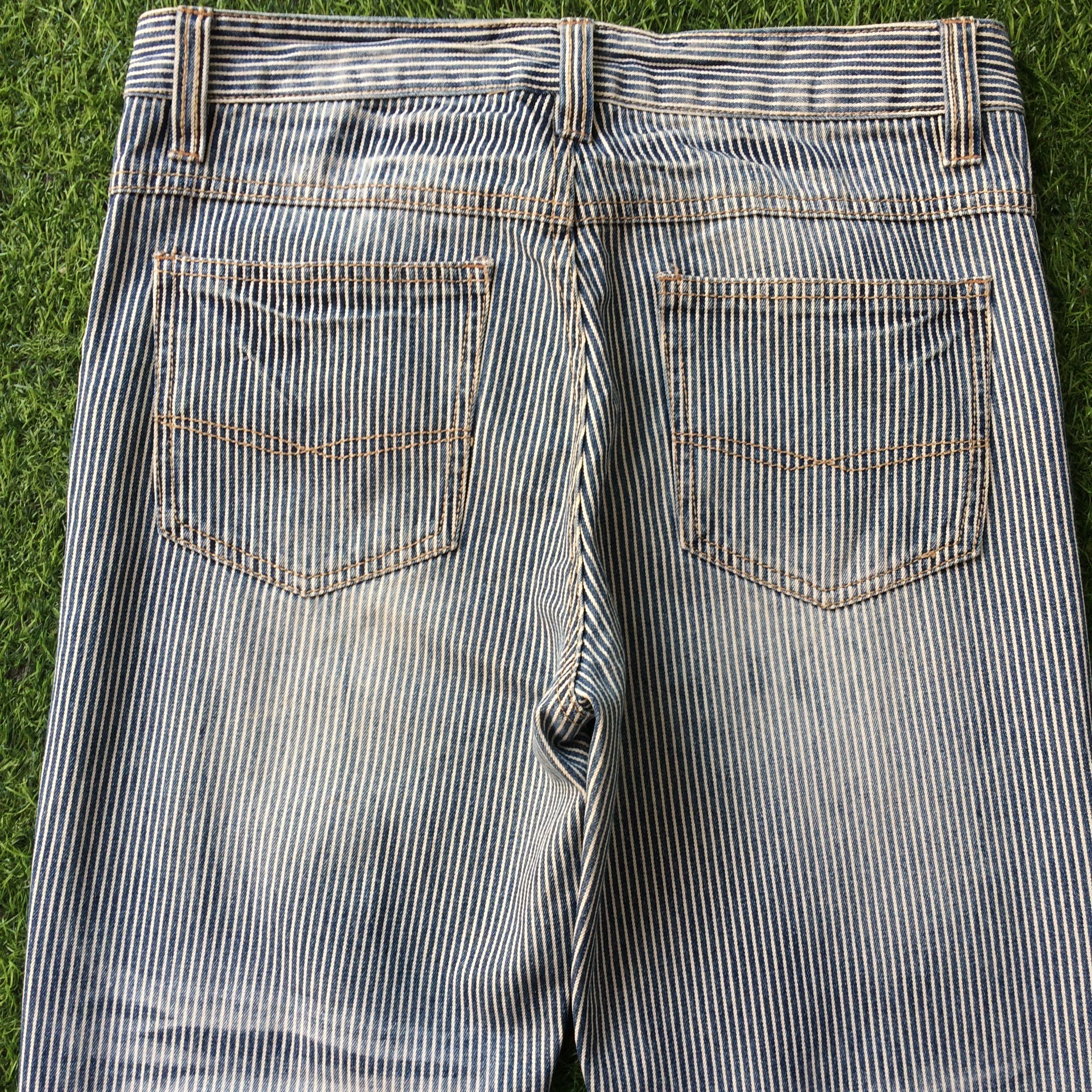 Japanese Brand Distressed Hickory Stripe Patches Jeans #D-236 Size US 30 / EU 46 - 4 Thumbnail